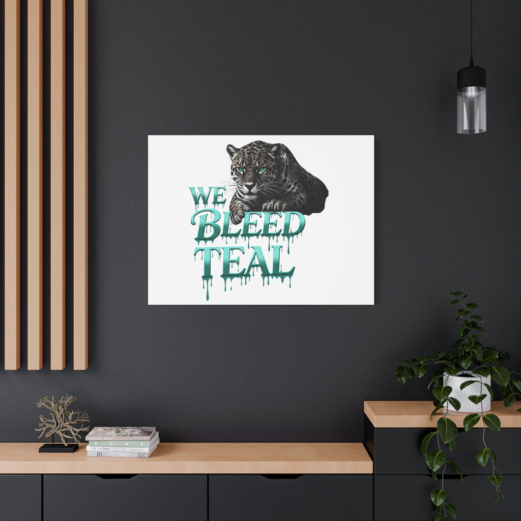 Teal Leopard Canvas Art Print, Modern Wall Decor, Animal Lover Gift, Home Interior Design, We Bleed Teal Artwork Printify