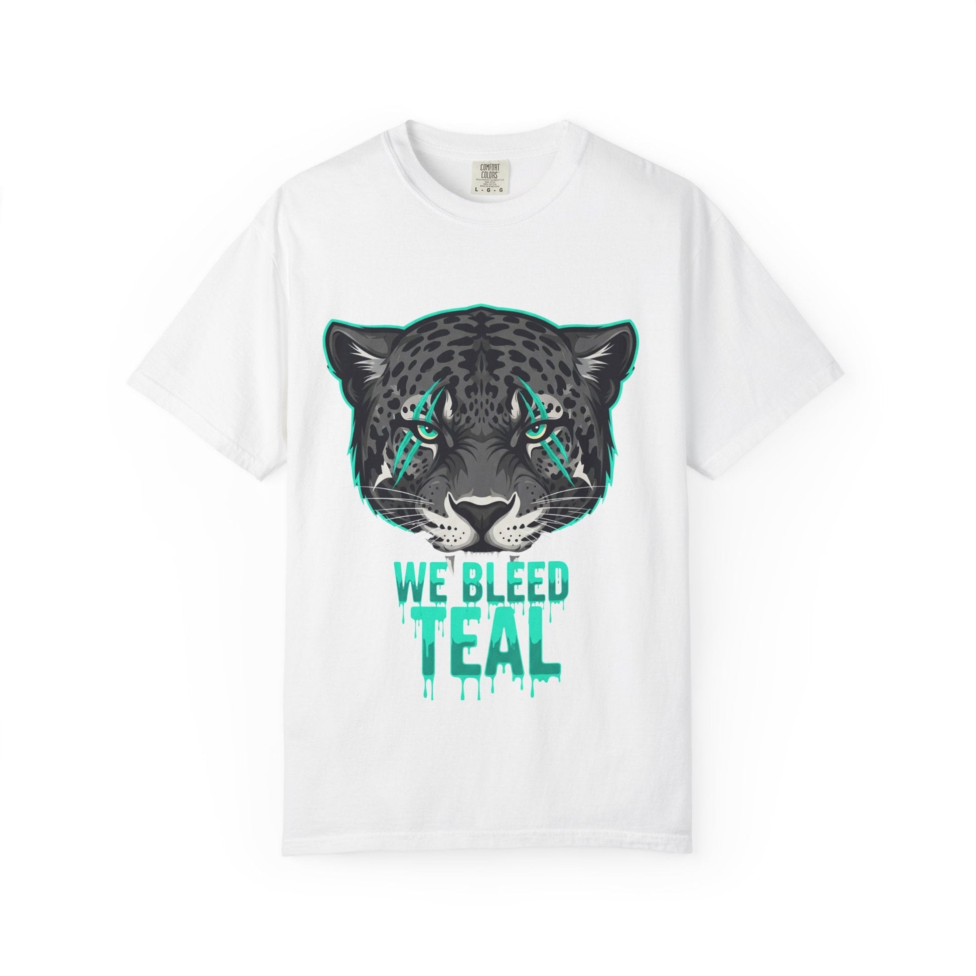 Teal Panther Unisex T-Shirt, Casual Graphic Tee, Animal Lover Gift, Unique Style, Eco-Friendly Apparel Printify