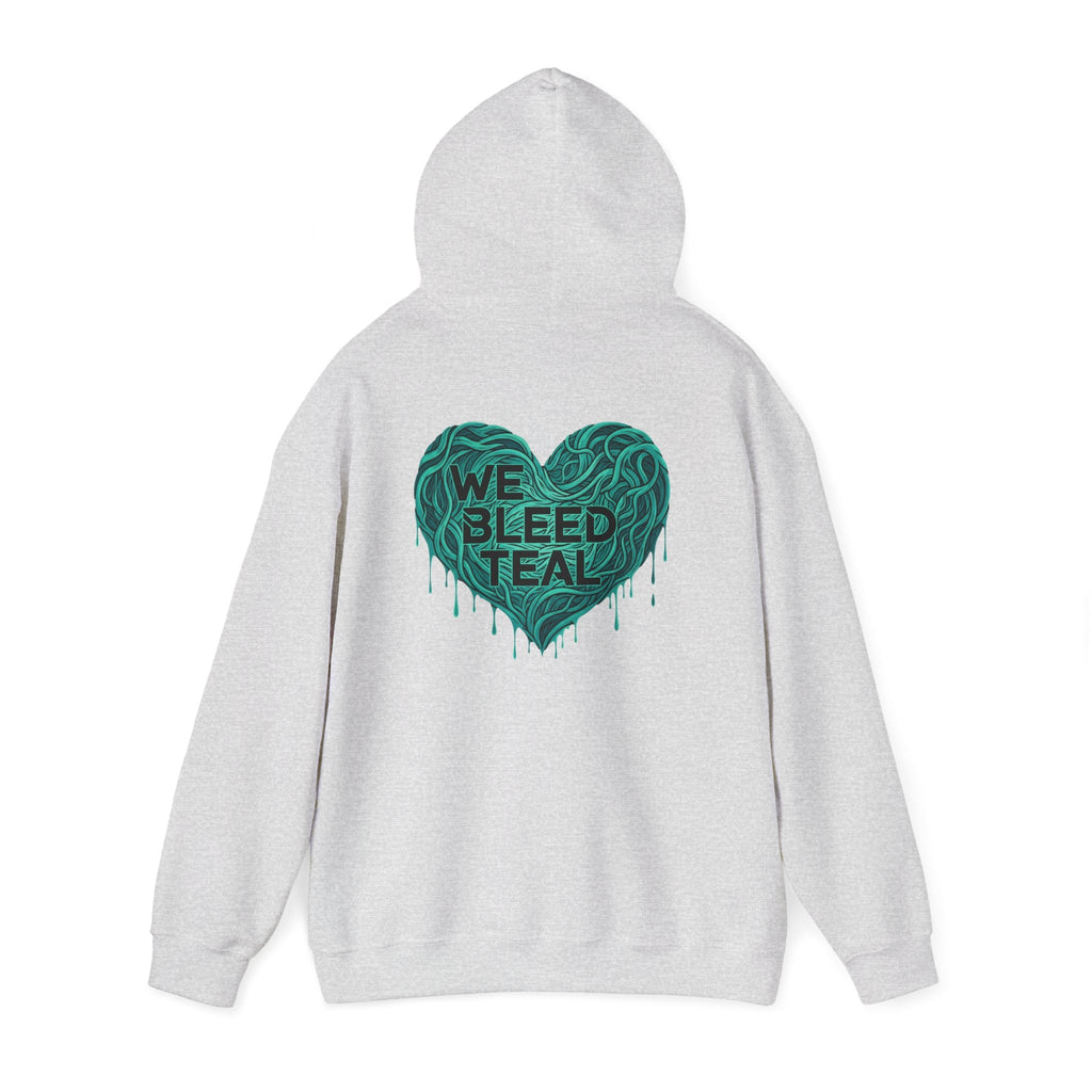 Teal Heart Hoodie, Unisex Hooded Sweatshirt, Casual Sweatshirt, Gift for Teal Lovers, Birthday Gift, Heart Sweatshirt Printify