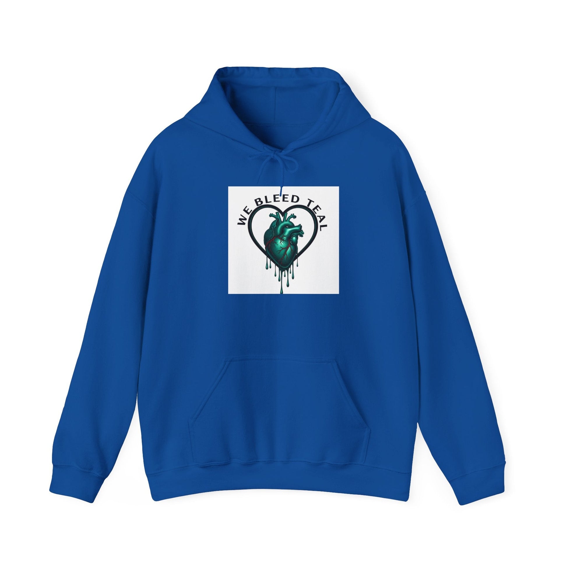 Teal Heart Drip Hoodie - Unisex Sweatshirt, Casual Wear, Gift for Her, Unique Style, Fall Fashion, Cozy Outfit Printify