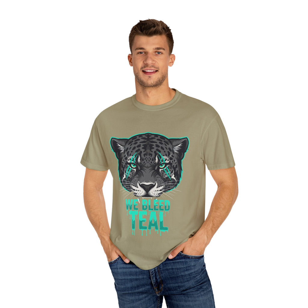 Teal Panther Unisex T-Shirt, Casual Graphic Tee, Animal Lover Gift, Unique Style, Eco-Friendly Apparel Printify