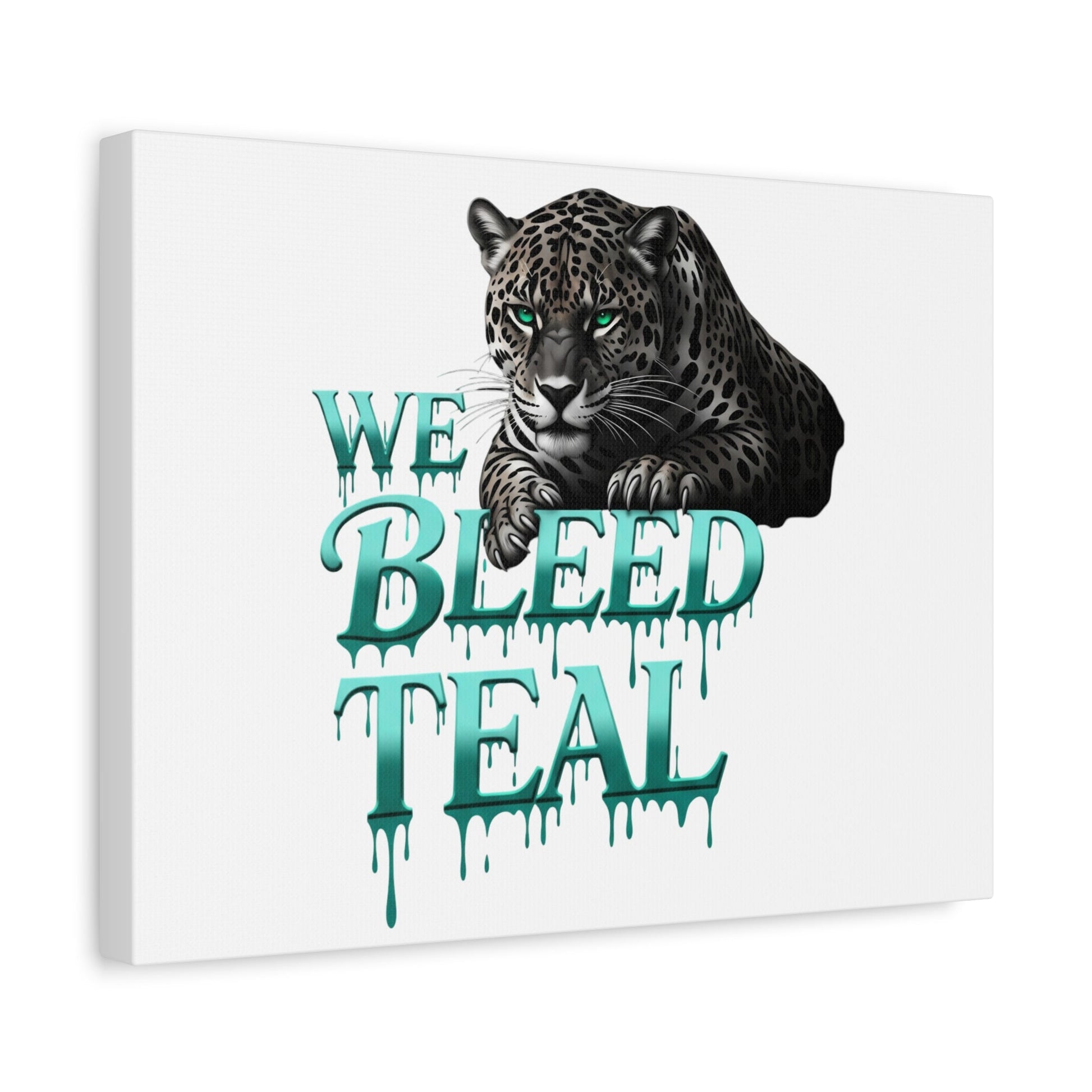 Teal Leopard Canvas Art Print, Modern Wall Decor, Animal Lover Gift, Home Interior Design, We Bleed Teal Artwork Printify
