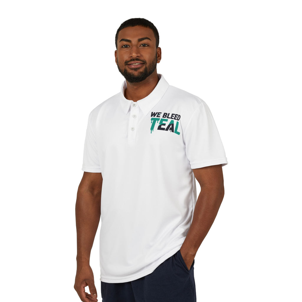 We Bleed Teal Unisex Polo Shirt, Casual Wear, Game Day Outfit, Gift for Sports Fans, Summer Attire, Team Spirit Merchandise