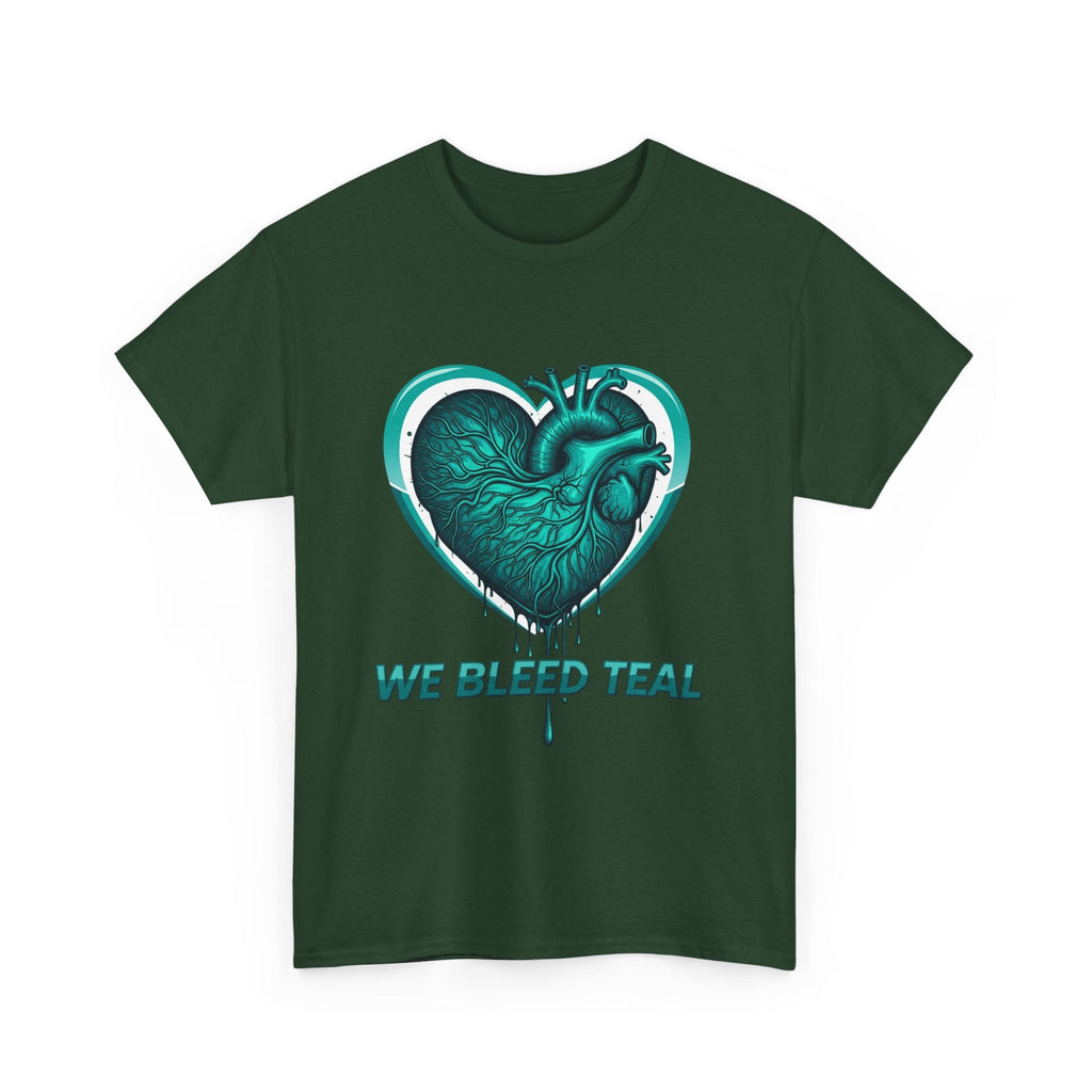 Teal Heart Awareness Tee, Unisex Cotton Shirt, Supportive Gear, Medical Awareness, Gift for Loved Ones, Casual Wear Printify