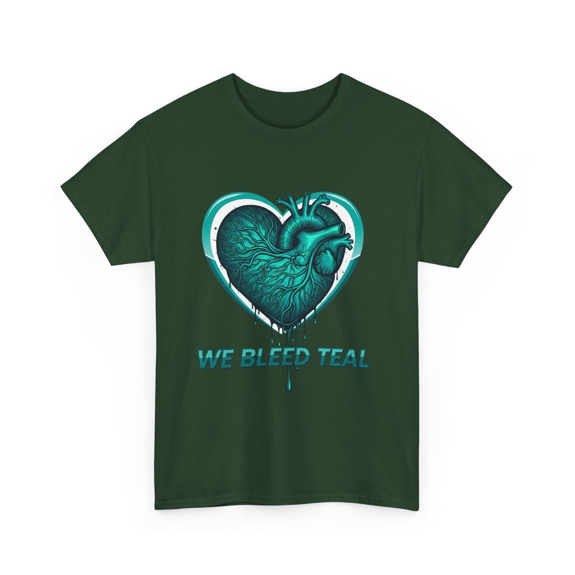 Teal Heart Awareness Tee, Unisex Cotton Shirt, Supportive Gear, Medical Awareness, Gift for Loved Ones, Casual Wear Printify