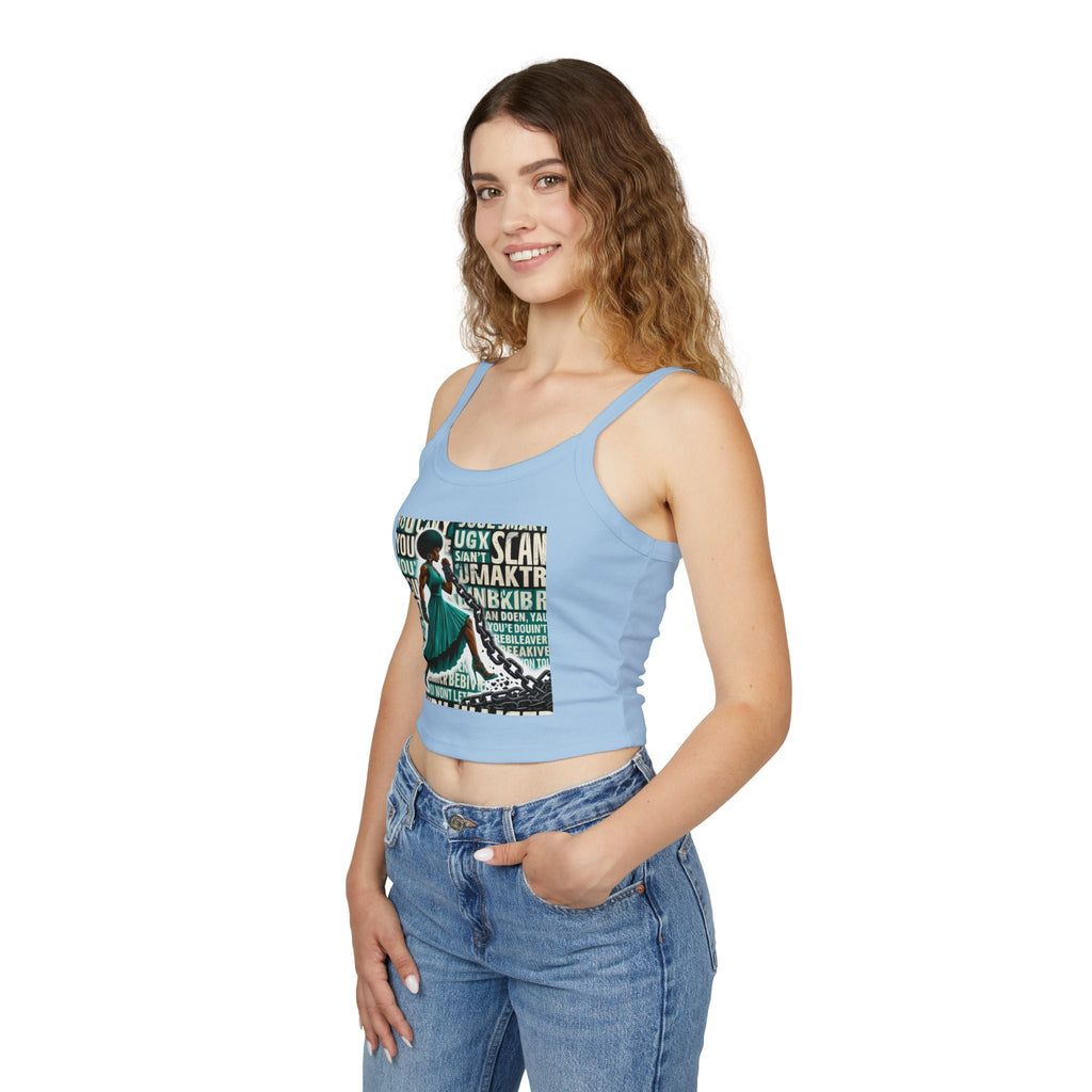 Empowered Woman Spaghetti Strap Tank Top - Inspirational Fashion for Females, Summer Tops, Gift for Her, Festival Wear, Casual Style Printify