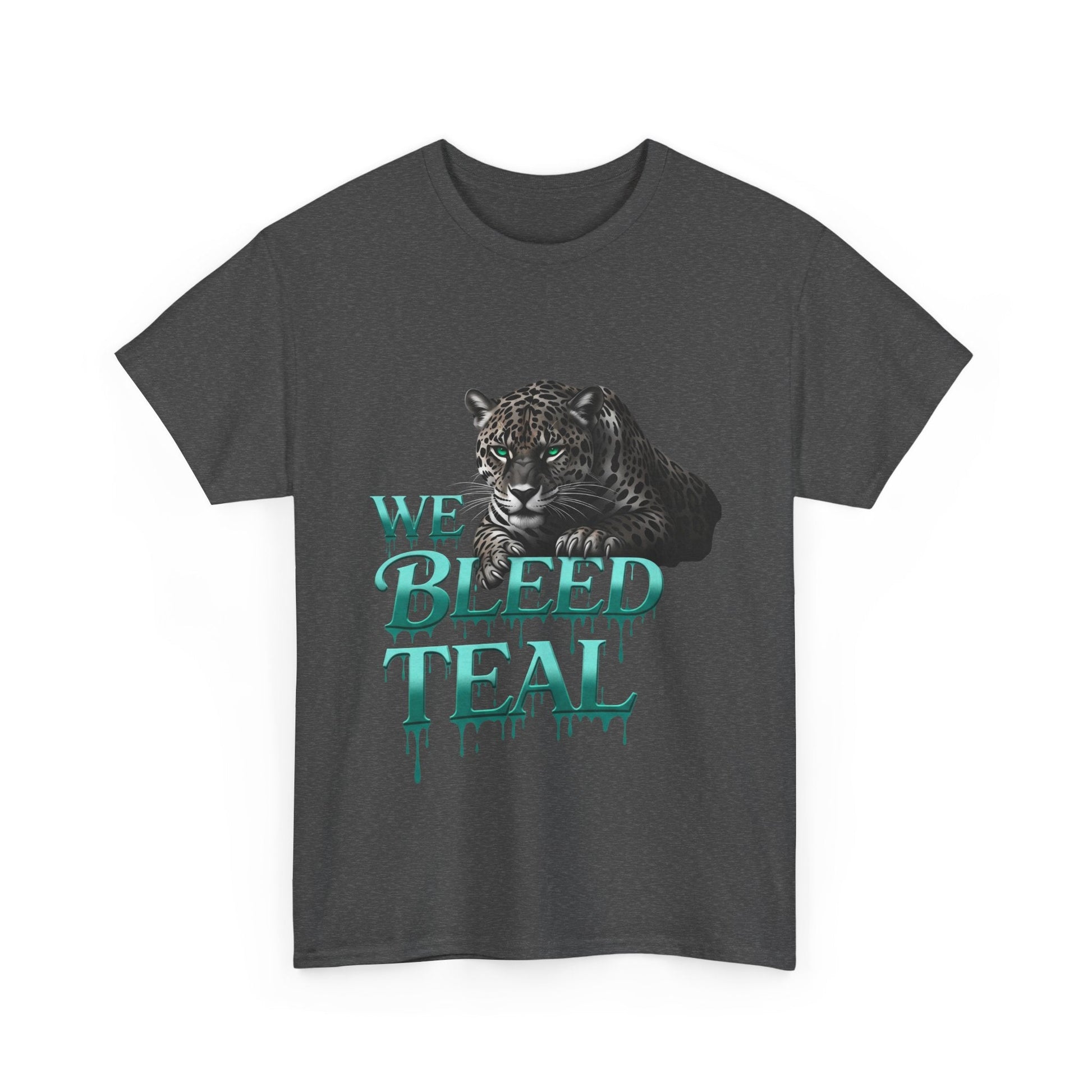 Teal Bleeding Cat Tee: Unisex Heavy Cotton Shirt, Pet Lover Gift, Casual Wear, Animal Lover Apparel, Unique Graphic Tee Printify