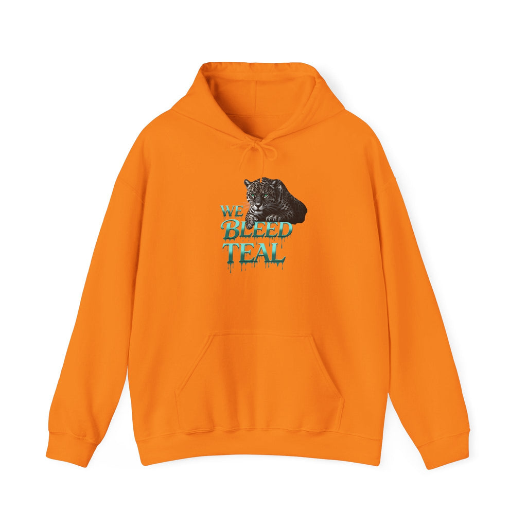 Teal Cat Hoodie, We Bleed Teal Sweater, Unisex Heavy Blend Sweatshirt, Gift for Cat Lovers, Cozy Cats Apparel Printify