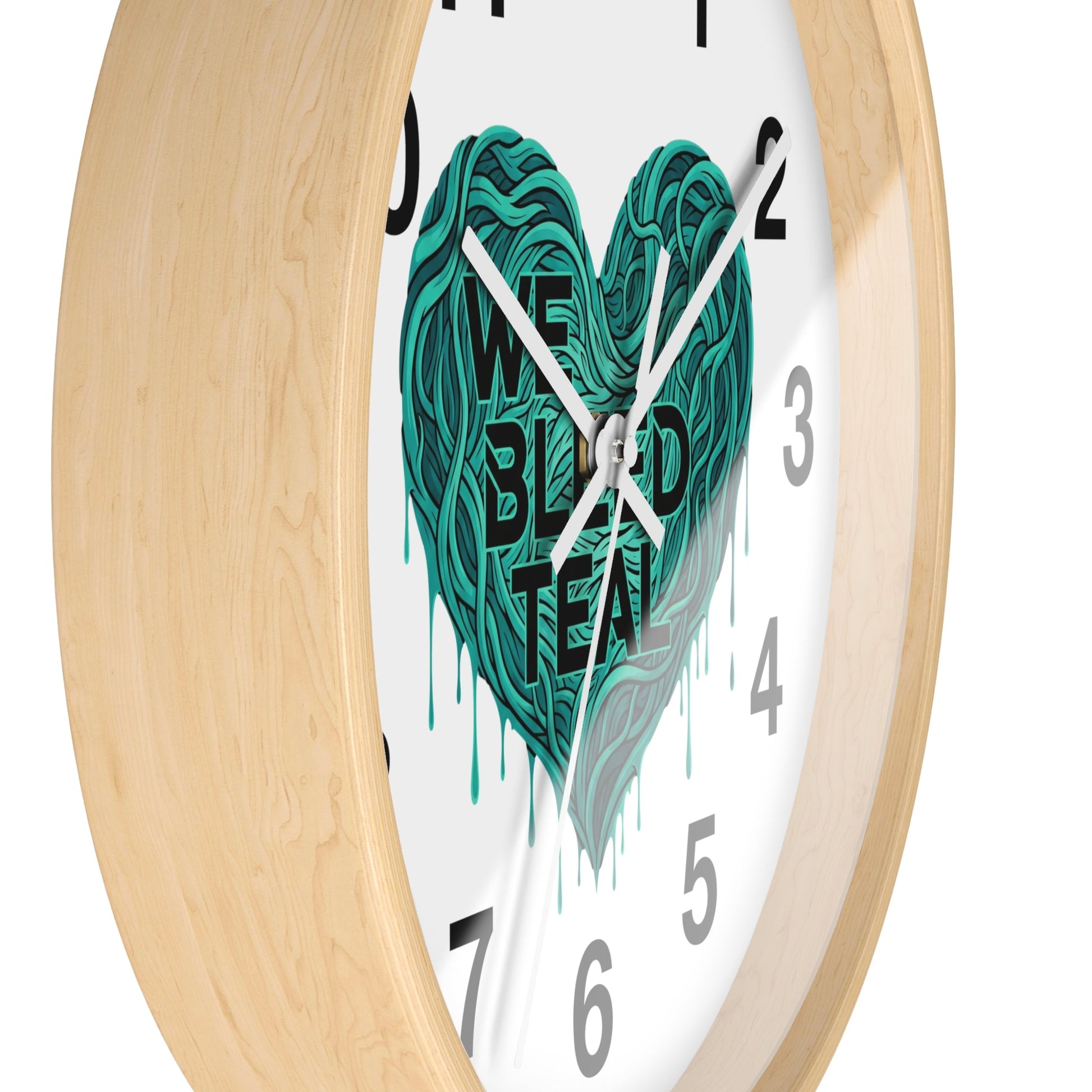 Teal Heart Wall Clock - Inspirational Home Decor, Unique Gift for Cancer Awareness, Stylish Timepiece, Motivational Decor Printify