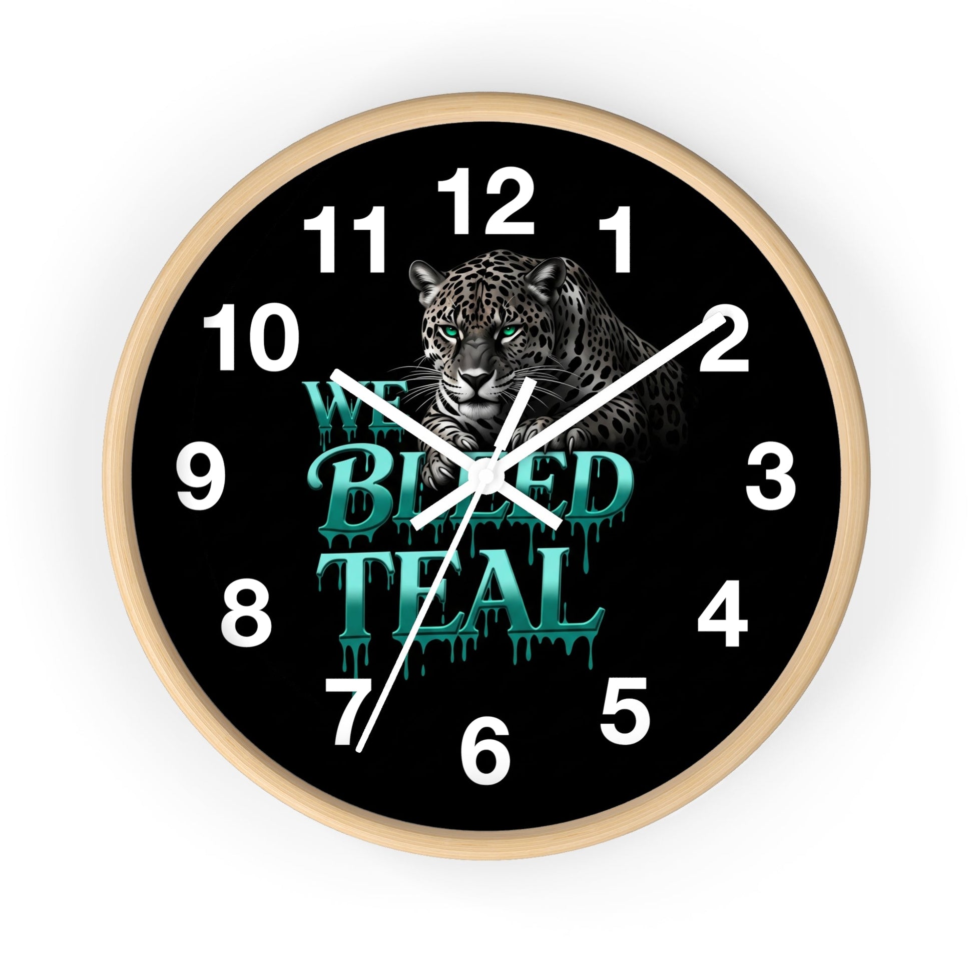 Teal Panther Wall Clock, Decor for Home, Unique Office Clock, Gift for Cat Lovers, Sports Team Home Decor Printify