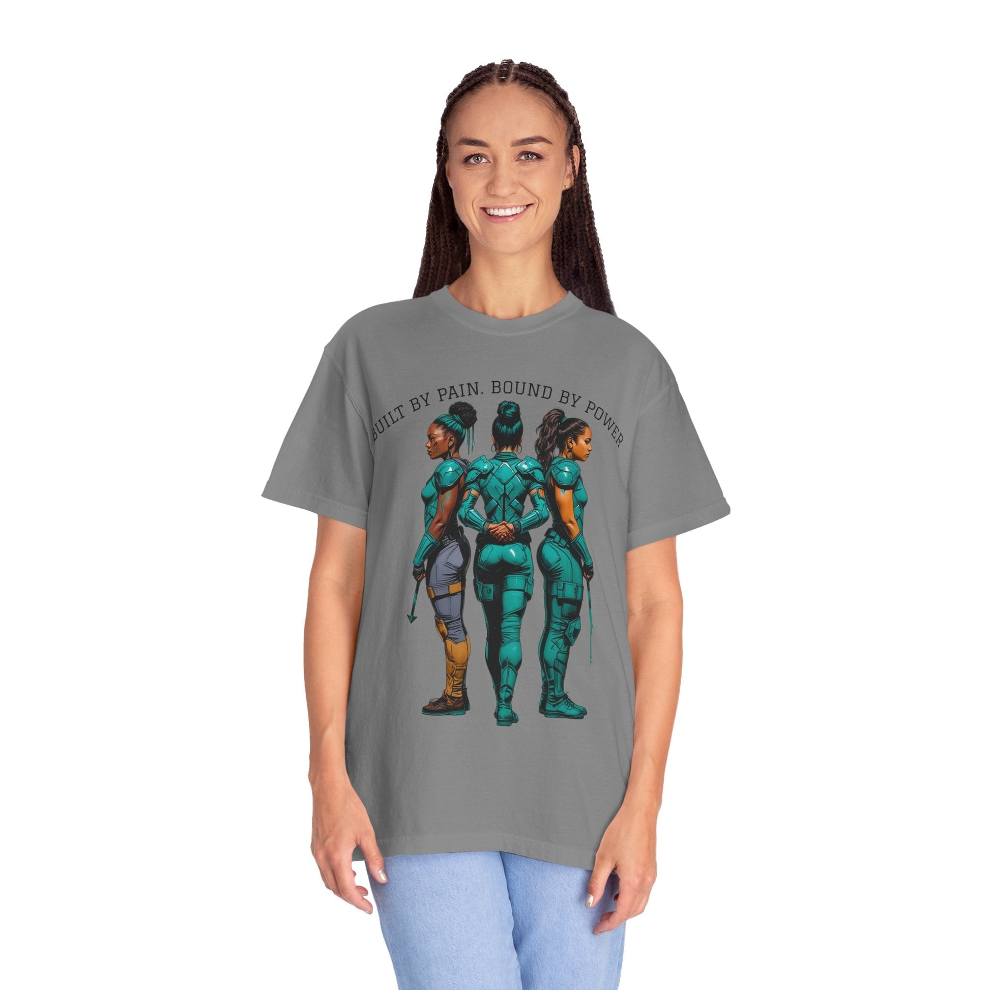 Empowerment Graphic Tee, Built by Pain Bound by Power Shirt, Unisex Motivational T-Shirt, Fitness Apparel, Unique Gift for Warriors Printify
