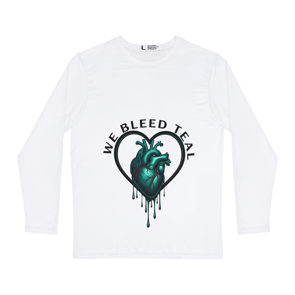 Teal Heart Long Sleeve Shirt, Teal Awareness Shirt, Men's Casual Shirt, Heart Design Apparel, Gifts for Awareness Month