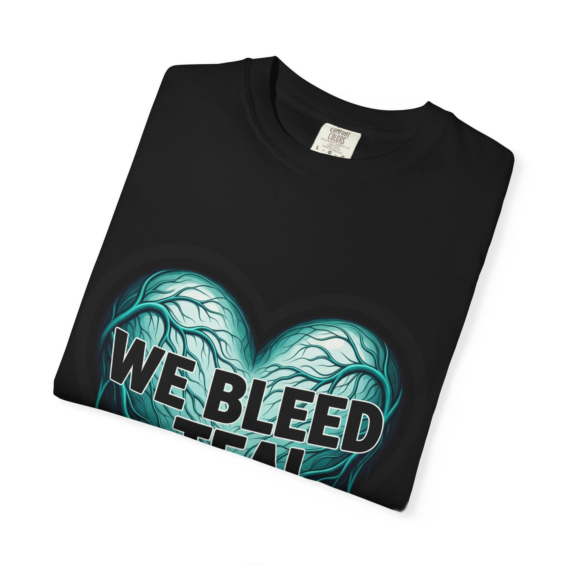 Teal Heart Awareness T-shirt, Unisex Gift for Mental Health, Eco-Friendly Tee, Bleed Teal Support, Casual Everyday Wear Printify