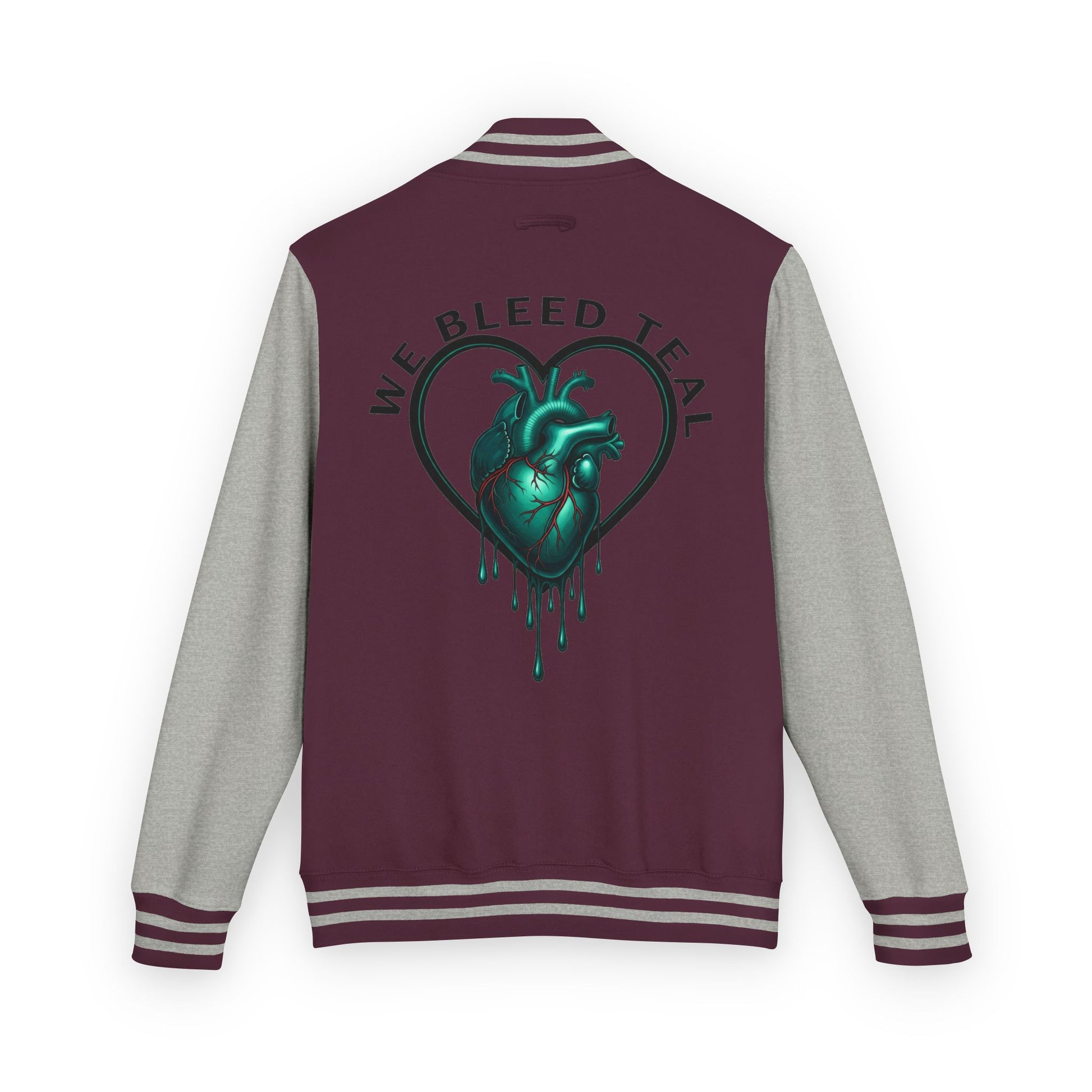 Unisex Heavyweight Letterman Jacket with We Bleed Teal Design | Comfort Wear for Game Day, Sports Events, Nostalgia Rides, [...]