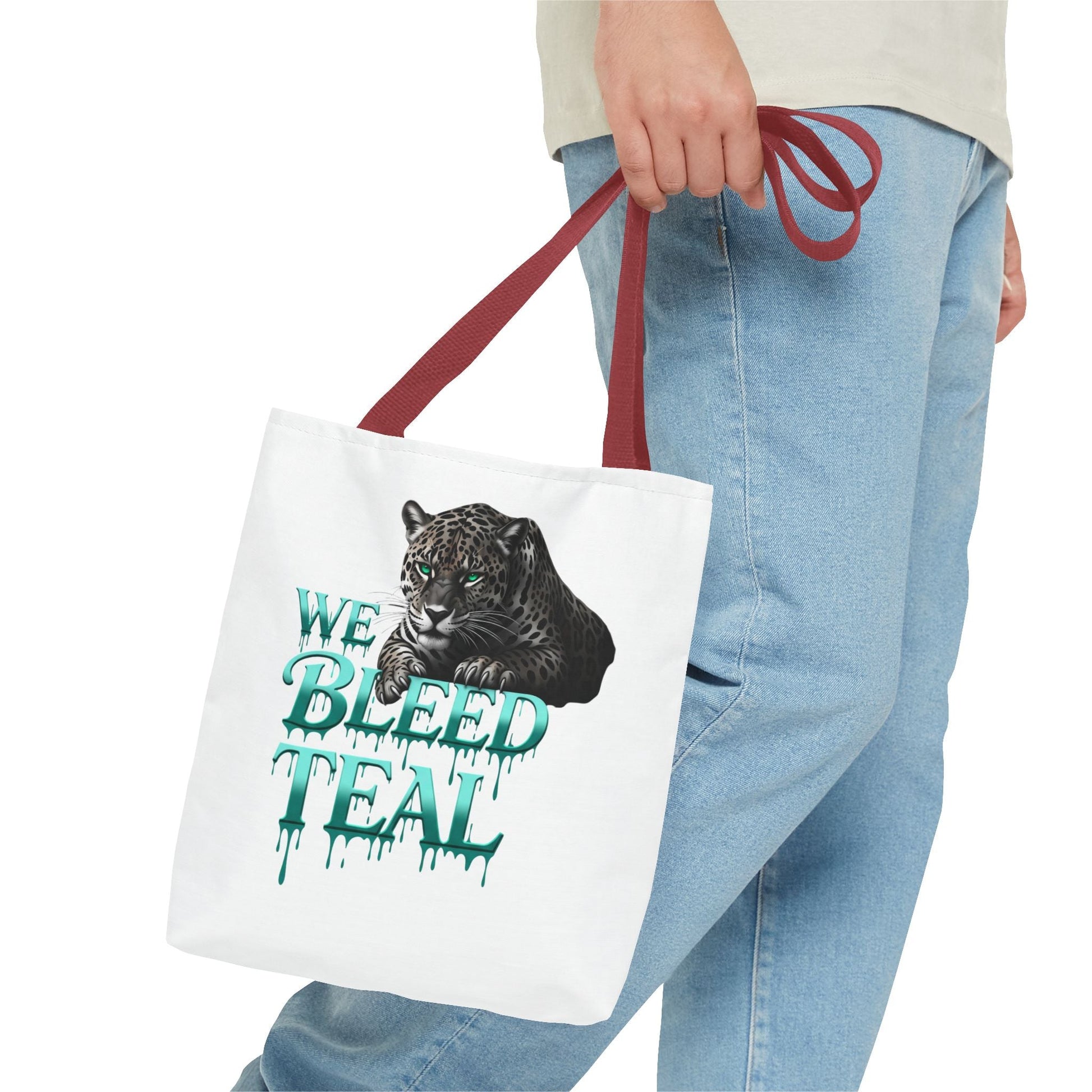 Teal Panther Tote Bag - We Bleed Teal, Animal Lover Gift, Eco-Friendly Bag, College Student Accessory, Unique Shopping Tote Printify