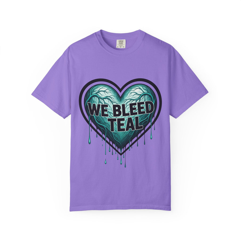 Teal Heart Awareness T-shirt, Unisex Gift for Mental Health, Eco-Friendly Tee, Bleed Teal Support, Casual Everyday Wear Printify