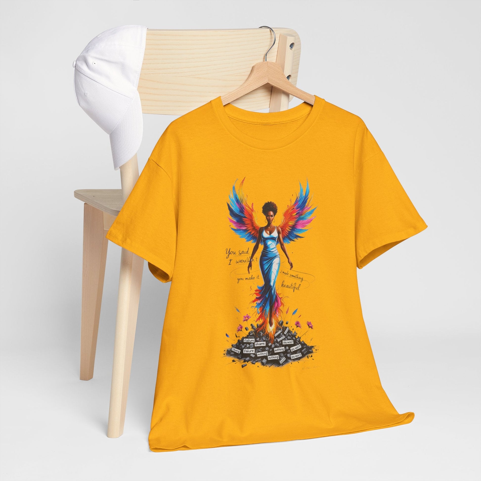Vibrant Angelic Heavy Cotton Tee - Unisex T-Shirt, Inspirational Apparel, Casual Wear, Gift for Her, Spiritual Fashion Printify