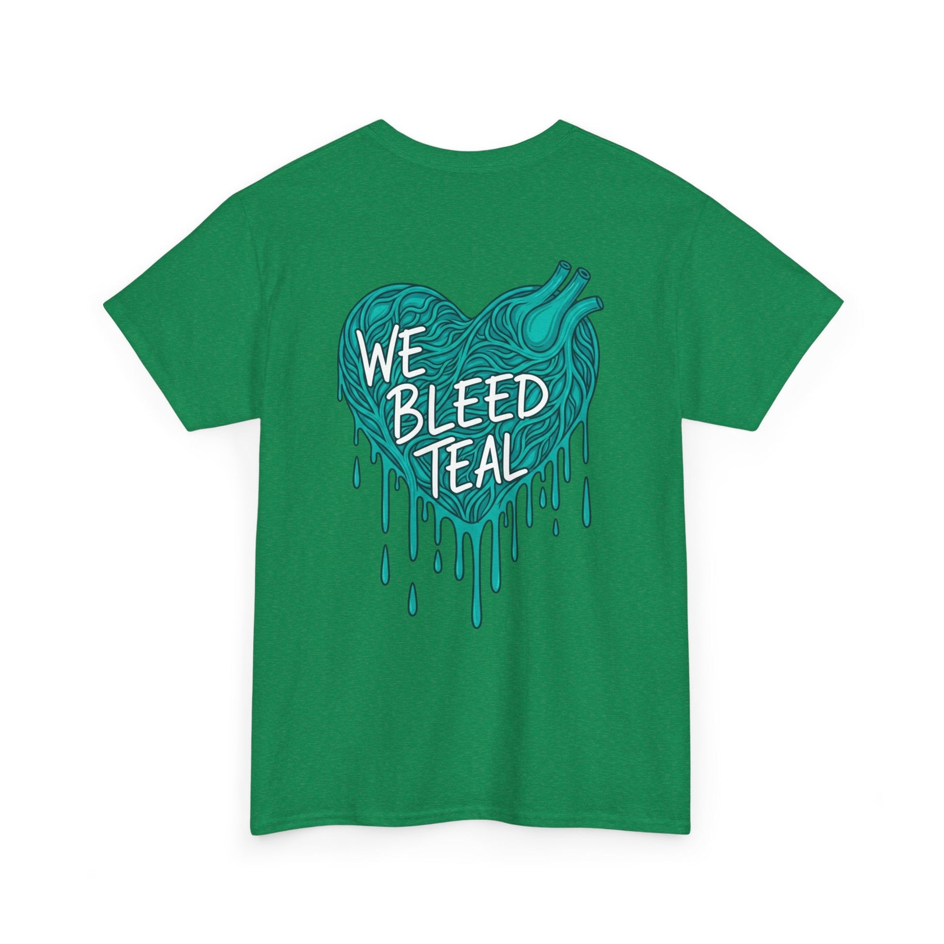 Teal Heart Tee - Unisex Heavy Cotton T-Shirt, Gift for Sports Fans, Casual Wear, Team Spirit Apparel, Soft Cotton Tee, Everyday Comfort Printify
