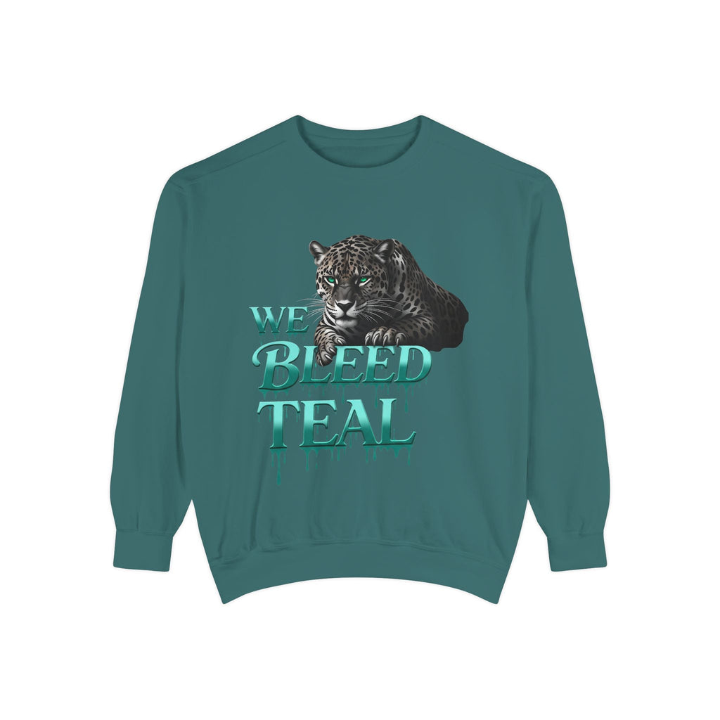 Teal Panther Sweatshirt, Cozy Unisex Sweatshirt, Trendy Fall Fashion, Perfect for Game Day, Unique Gift Idea, Casual Wear Printify
