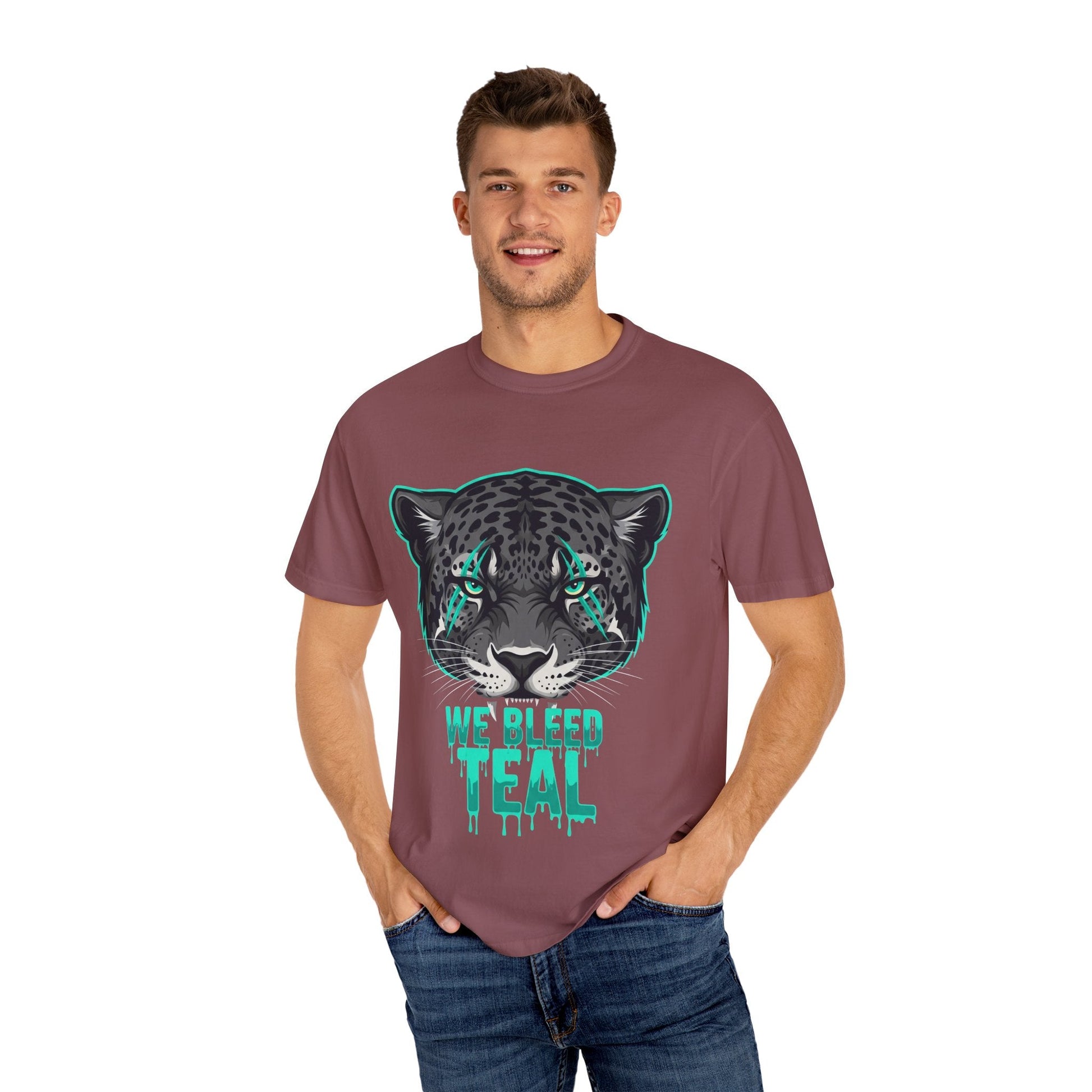 Teal Panther Unisex T-Shirt, Casual Graphic Tee, Animal Lover Gift, Unique Style, Eco-Friendly Apparel Printify
