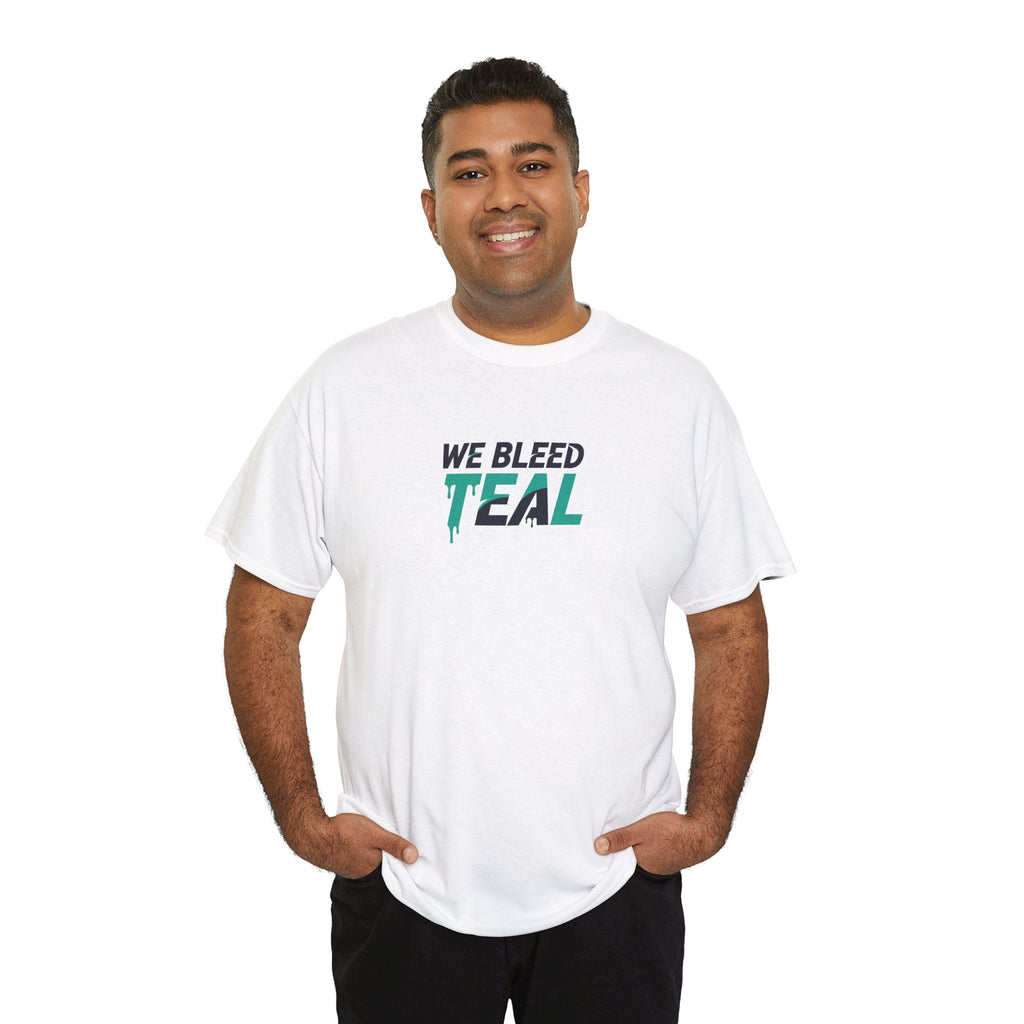 Teal Heart Tee - Unisex Heavy Cotton T-Shirt, Gift for Sports Fans, Casual Wear, Team Spirit Apparel, Soft Cotton Tee, Everyday Comfort Printify