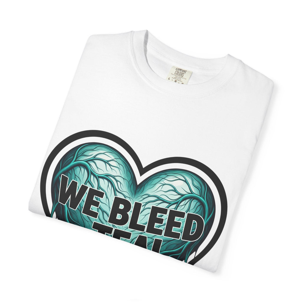 Teal Heart Awareness T-shirt, Unisex Gift for Mental Health, Eco-Friendly Tee, Bleed Teal Support, Casual Everyday Wear Printify