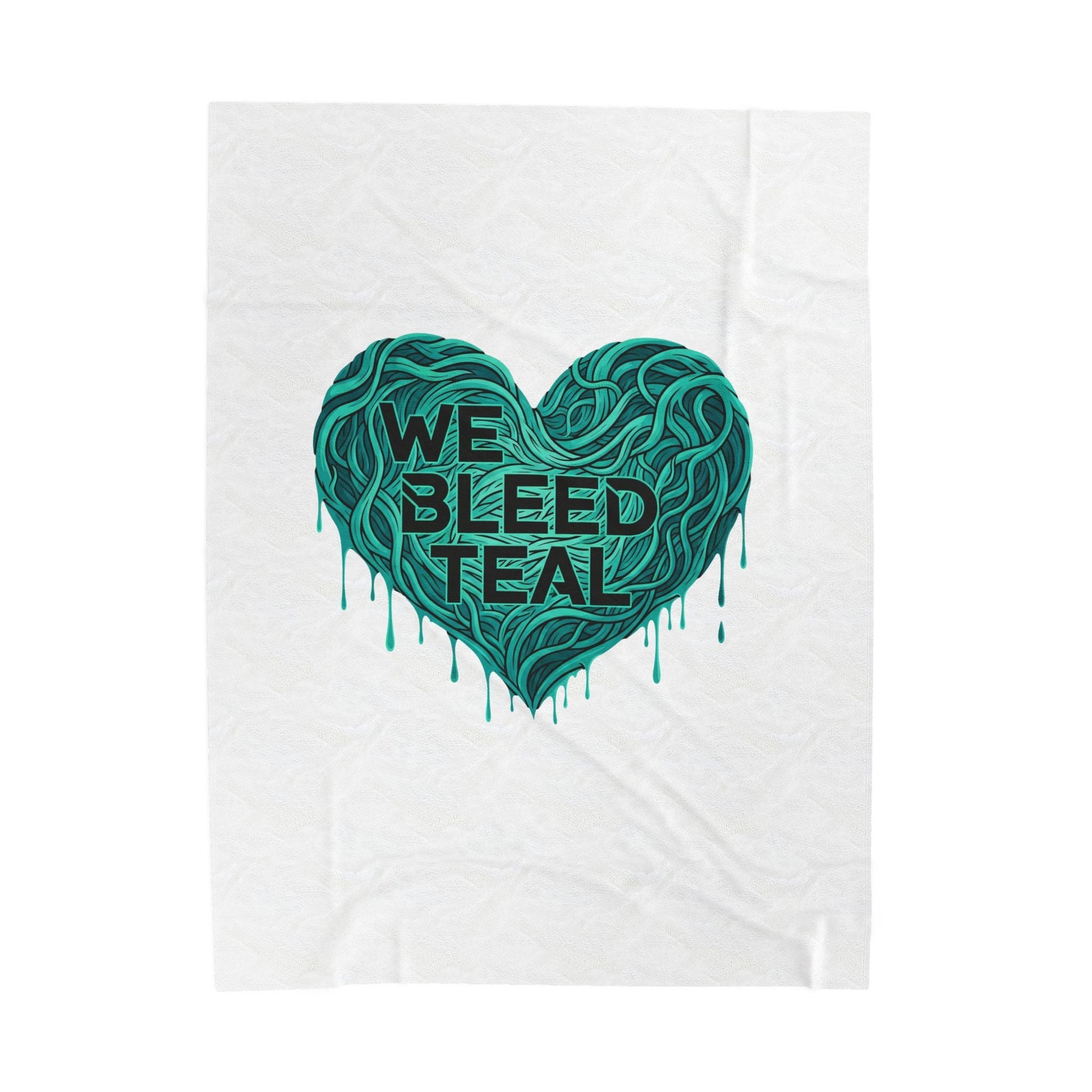 Teal Heart Velveteen Plush Blanket | Cozy Home Decor, Gift for Teal Supporters, Soft Throw for Comfort, Heartfelt Gift Ideas Printify