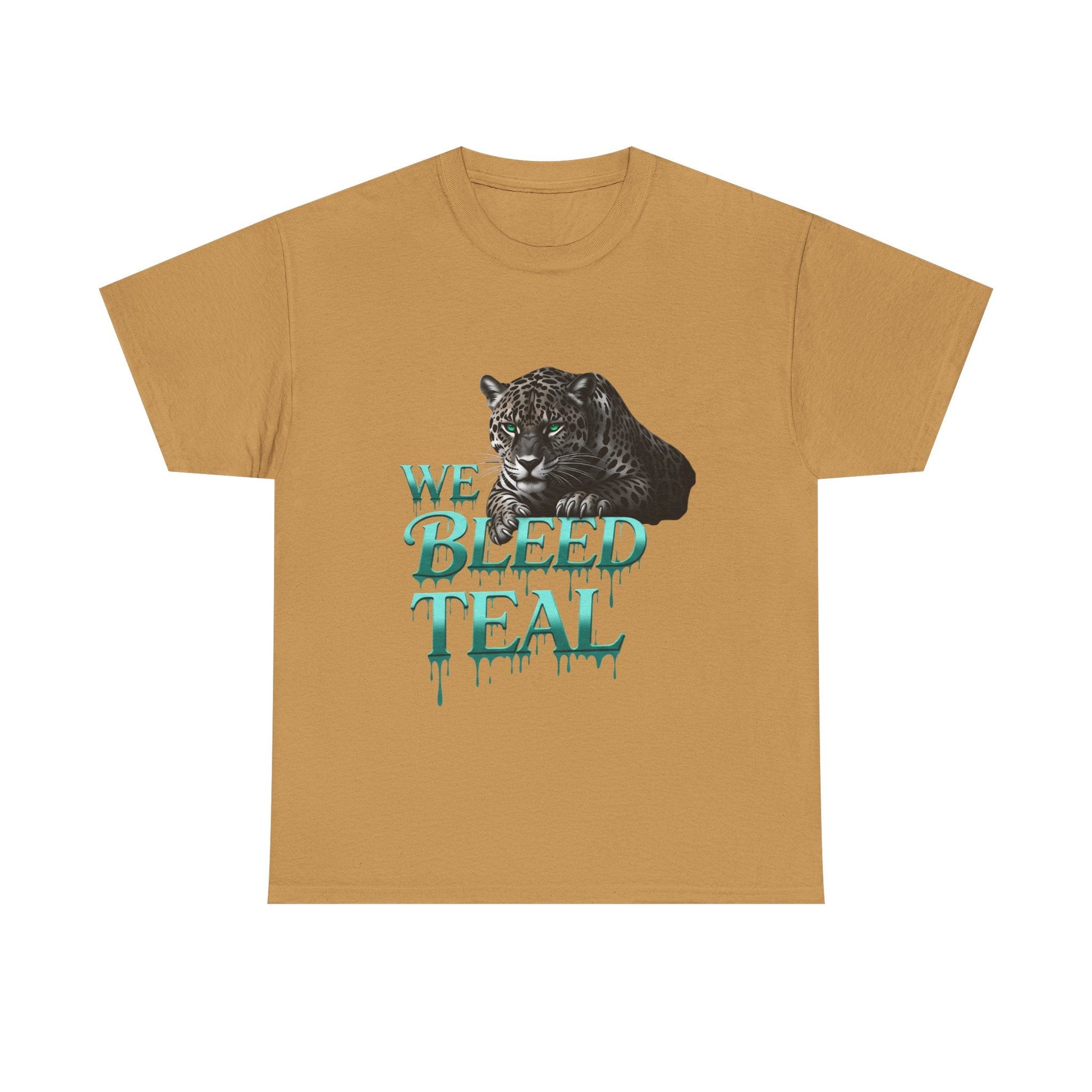 Teal Bleeding Cat Tee: Unisex Heavy Cotton Shirt, Pet Lover Gift, Casual Wear, Animal Lover Apparel, Unique Graphic Tee Printify