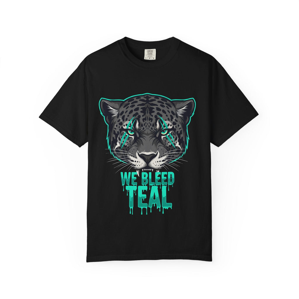 Teal Panther Unisex T-Shirt, Casual Graphic Tee, Animal Lover Gift, Unique Style, Eco-Friendly Apparel Printify