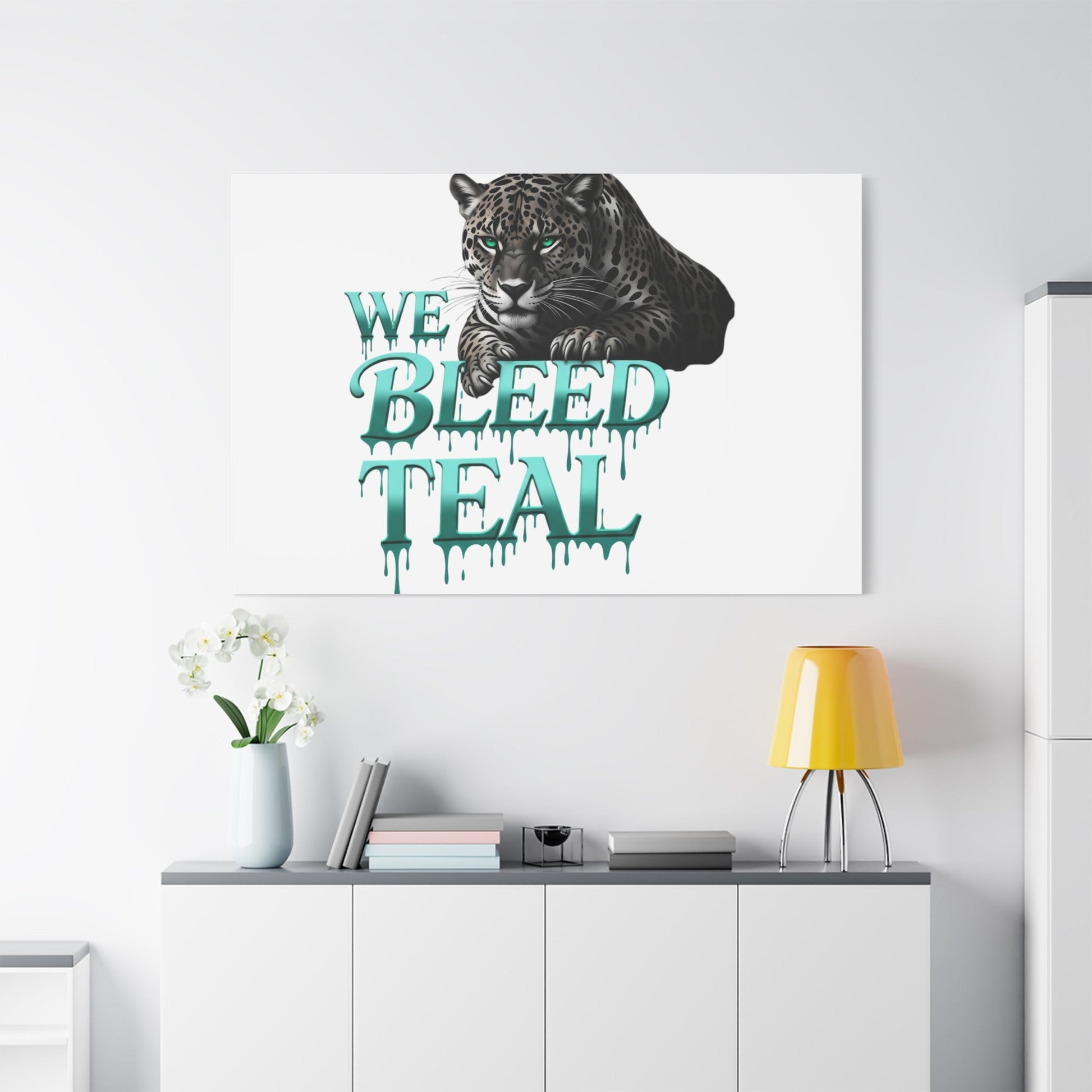 Teal Leopard Canvas Art Print, Modern Wall Decor, Animal Lover Gift, Home Interior Design, We Bleed Teal Artwork Printify