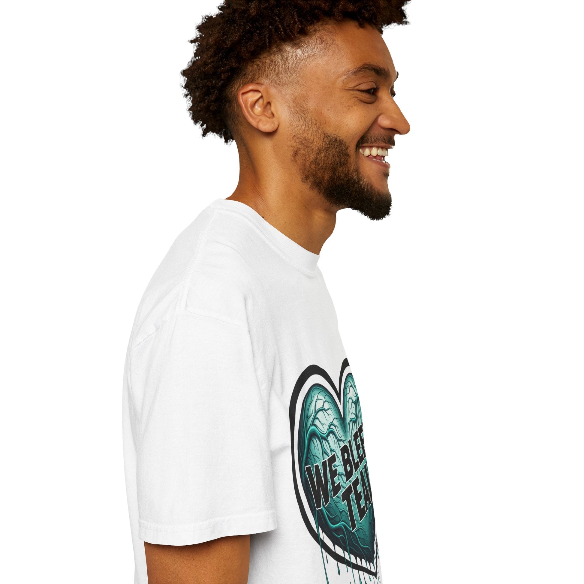 Teal Heart Awareness T-shirt, Unisex Gift for Mental Health, Eco-Friendly Tee, Bleed Teal Support, Casual Everyday Wear Printify
