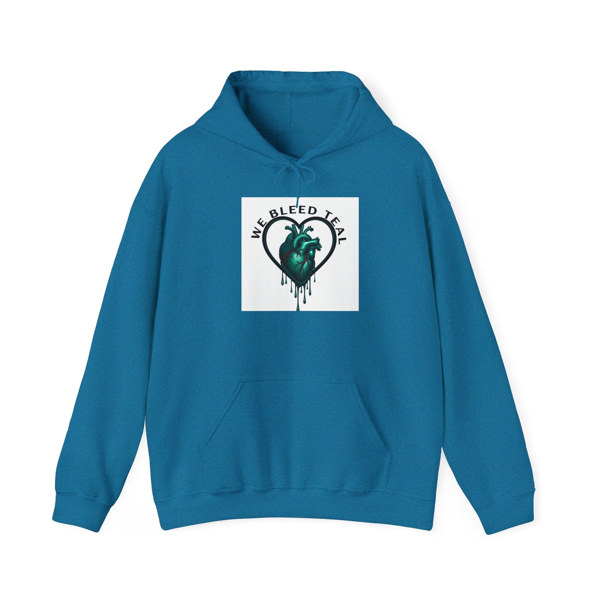 Teal Heart Drip Hoodie - Unisex Sweatshirt, Casual Wear, Gift for Her, Unique Style, Fall Fashion, Cozy Outfit Printify