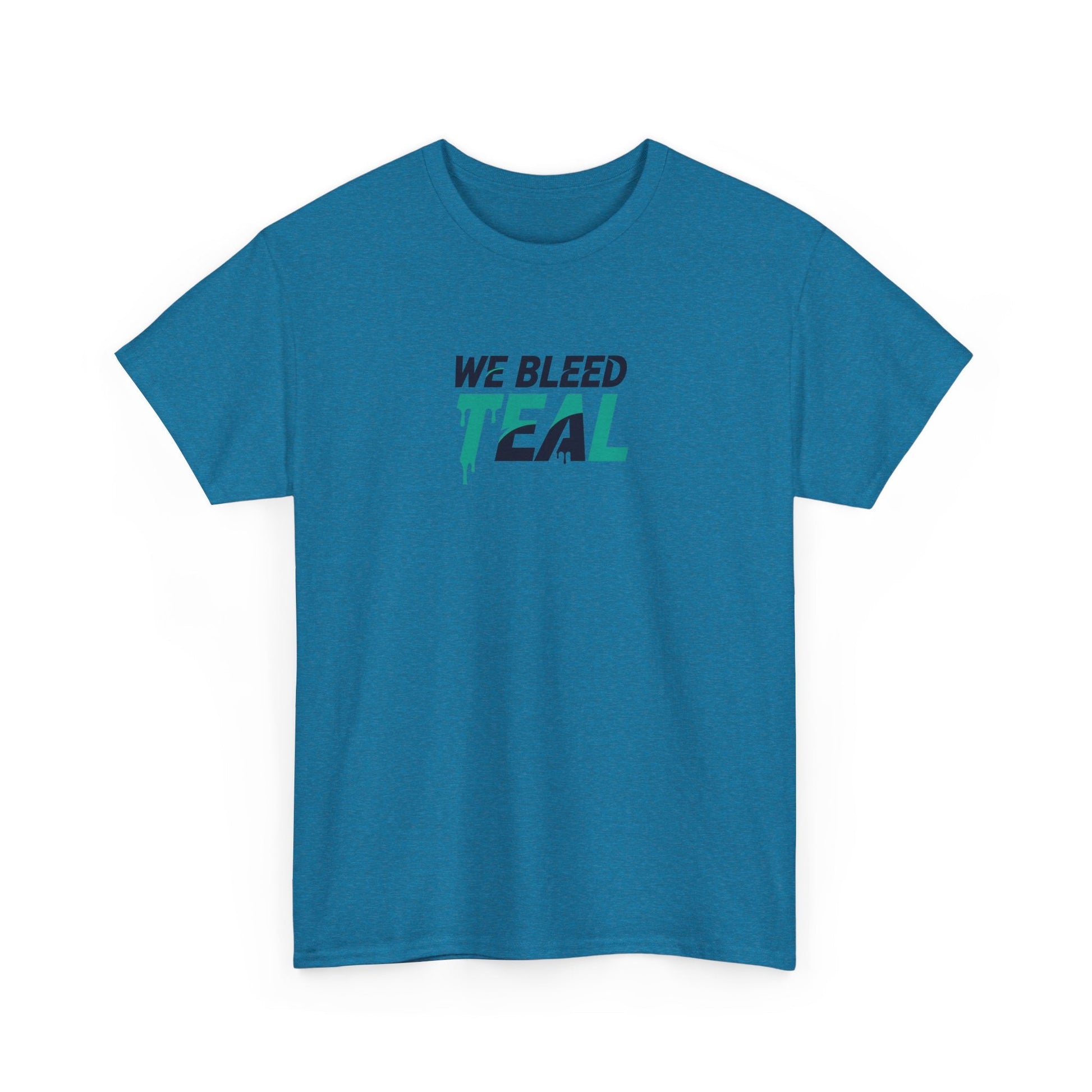 Teal Heart Tee - Unisex Heavy Cotton T-Shirt, Gift for Sports Fans, Casual Wear, Team Spirit Apparel, Soft Cotton Tee, Everyday Comfort Printify