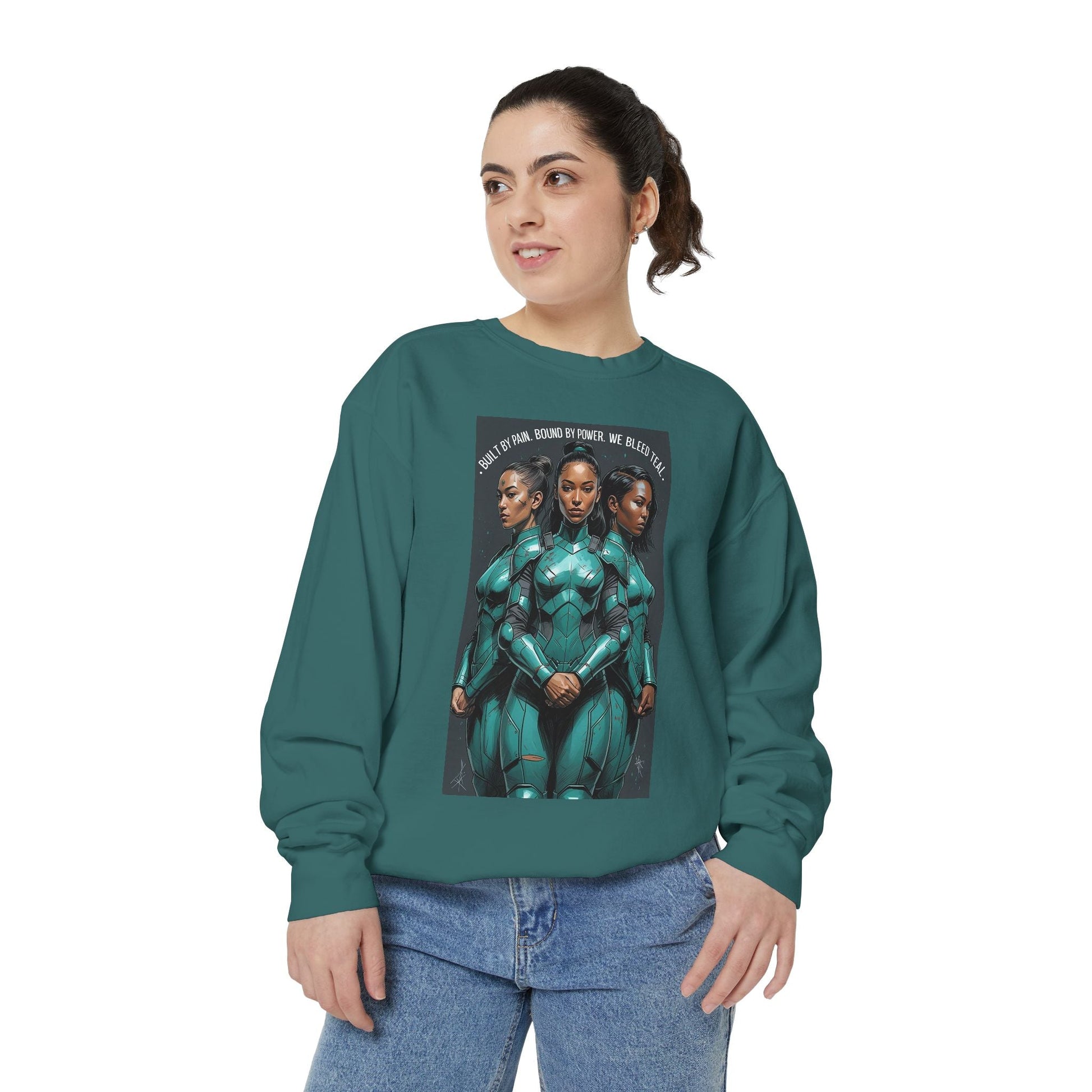 Empowering Graphic Sweatshirt for Fans of Sci-Fi, Unique Gift for Her, Cozy Lounge Wear, Perfect for Birthdays, Holiday, or Everyday Style Printify