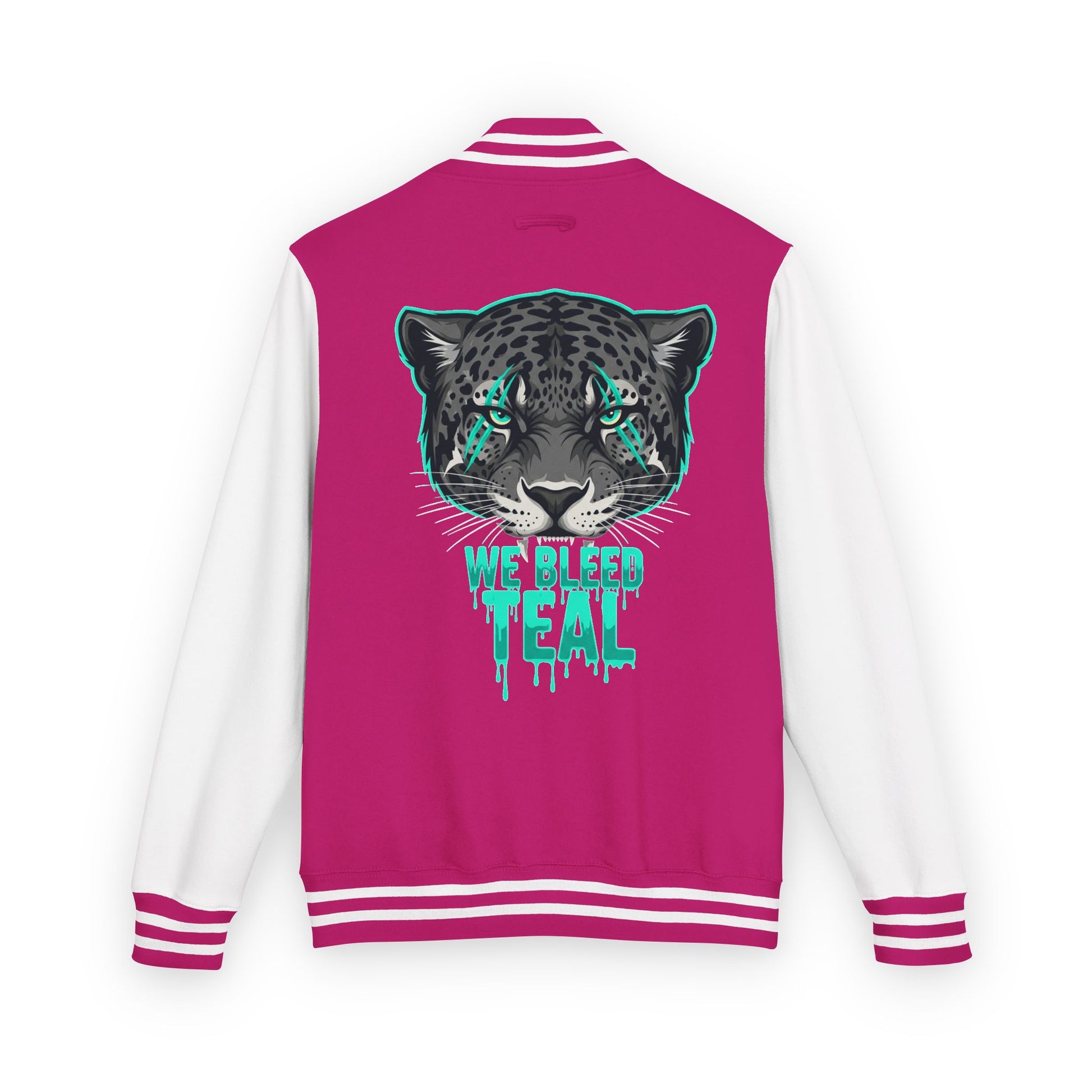 Teal Cheetah Letterman Jacket, Unisex Varsity Jacket, Stylish College Apparel, Gift for Sports Fans, Trendy Streetwear, Casual Fashion