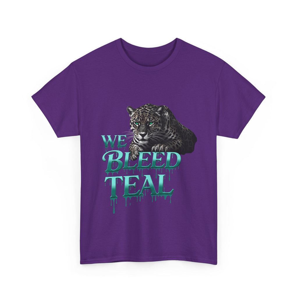 Teal Bleeding Cat Tee: Unisex Heavy Cotton Shirt, Pet Lover Gift, Casual Wear, Animal Lover Apparel, Unique Graphic Tee Printify