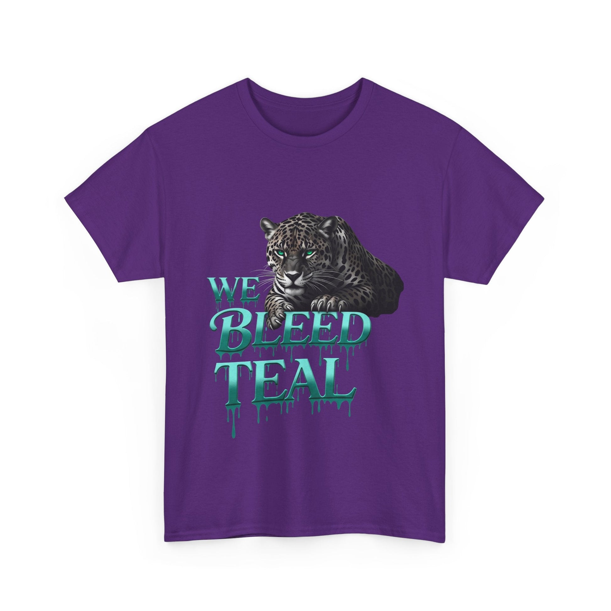 Teal Bleeding Cat Tee: Unisex Heavy Cotton Shirt, Pet Lover Gift, Casual Wear, Animal Lover Apparel, Unique Graphic Tee Printify