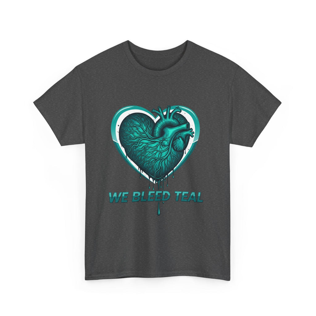 Teal Heart Awareness Tee, Unisex Cotton Shirt, Supportive Gear, Medical Awareness, Gift for Loved Ones, Casual Wear Printify