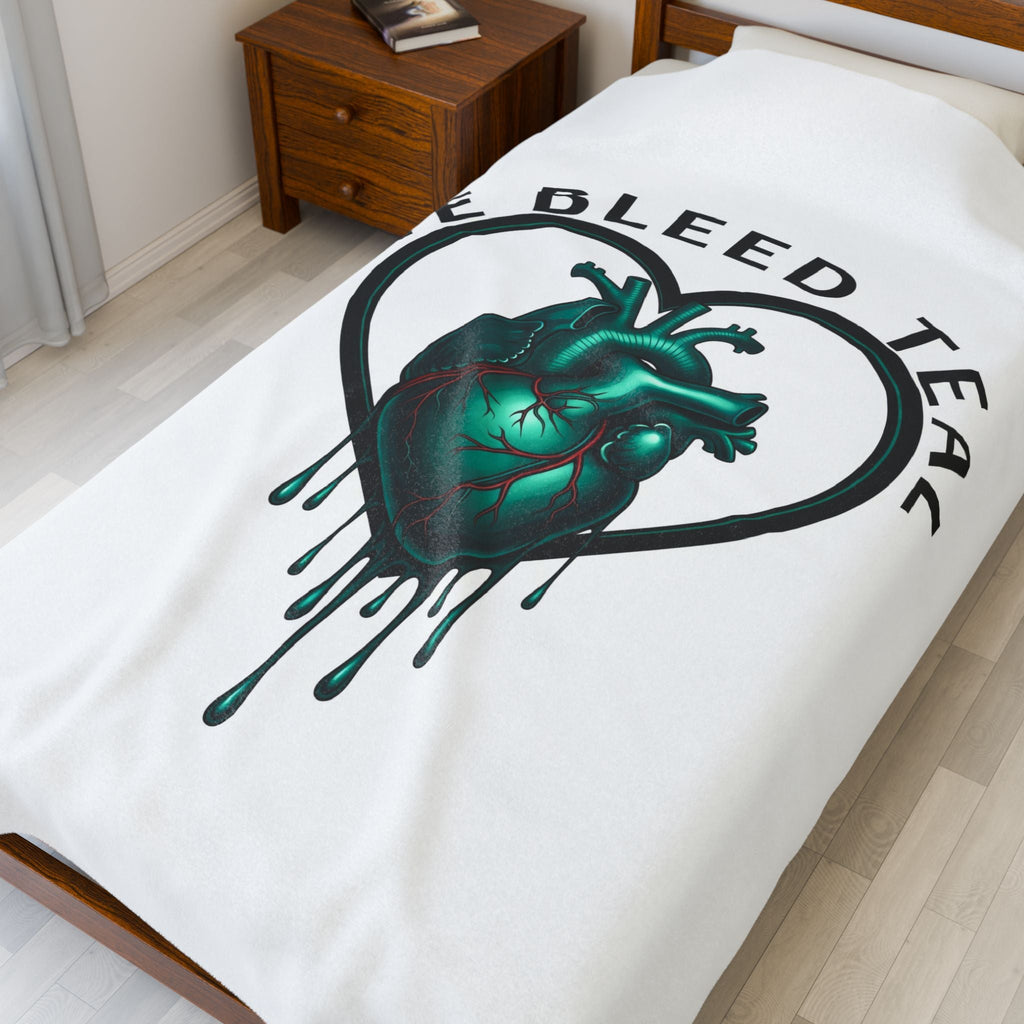 Teal Heart Soft Plush Blanket, Cozy Throw for Home, Ideal for Gifts, Pet Lovers, Versatile Blanket, Unique Decor Printify