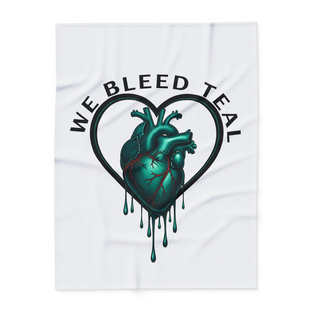 Teal Heart Fleece Blanket - Cozy Throw for Health Awareness, Gifts for Nurses, Valentine’s Day, Home Decor, Charity Fundraisers Printify
