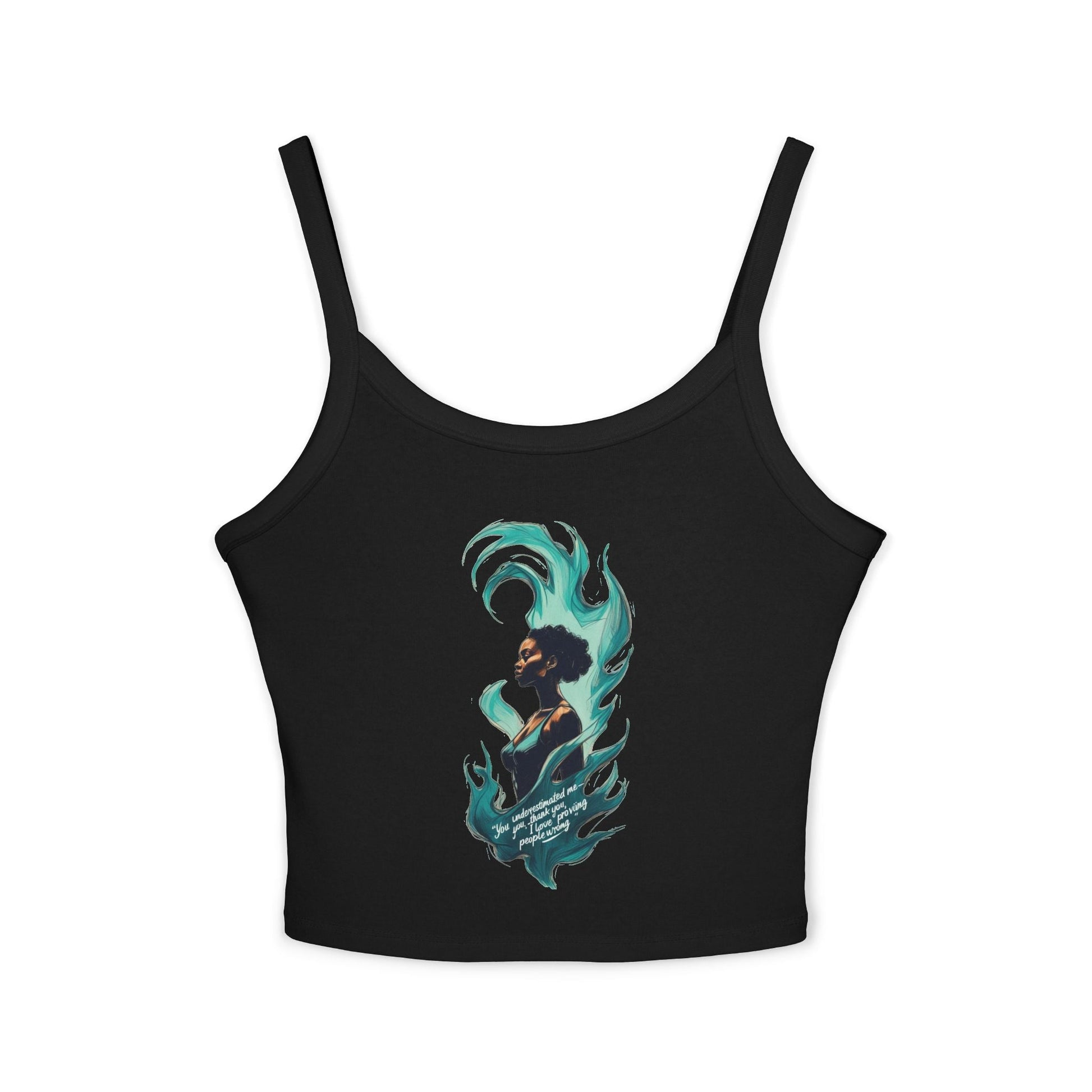 Empowered Woman Spaghetti Strap Tank Top, Feminine Fashion, Summer Wear, Gift for Her, Casual Top, Boho Style Printify