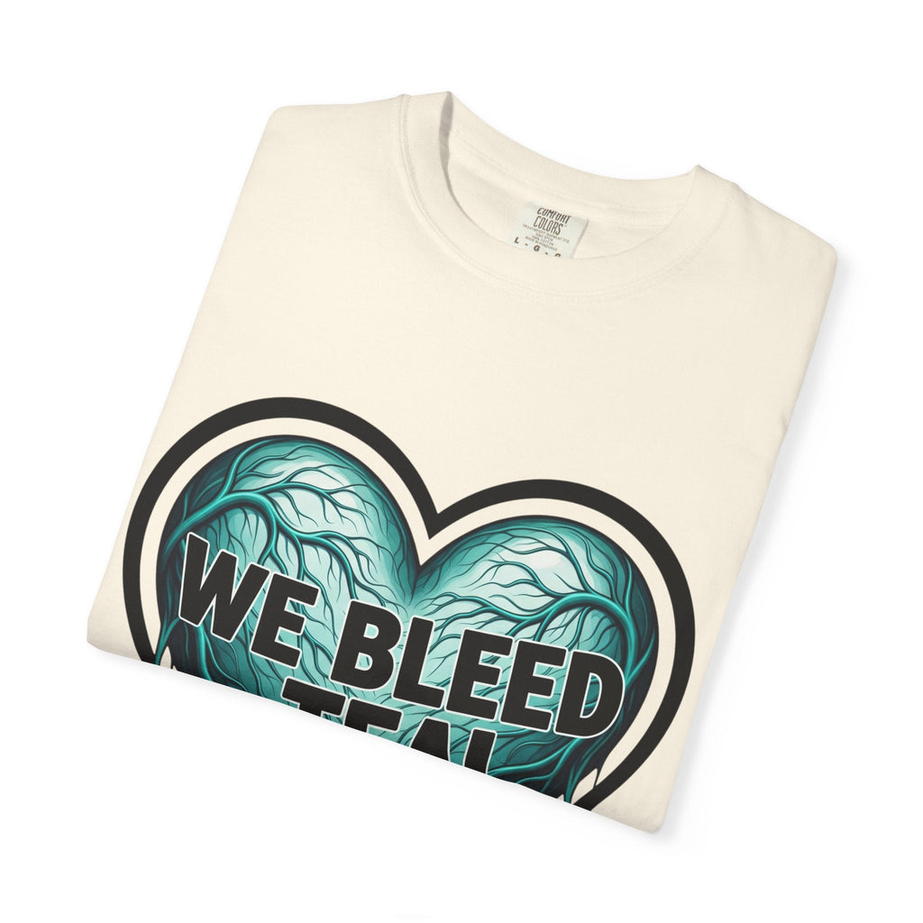 Teal Heart Awareness T-shirt, Unisex Gift for Mental Health, Eco-Friendly Tee, Bleed Teal Support, Casual Everyday Wear Printify