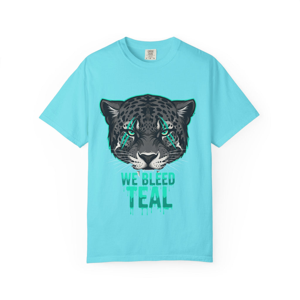 Teal Panther Unisex T-Shirt, Casual Graphic Tee, Animal Lover Gift, Unique Style, Eco-Friendly Apparel Printify