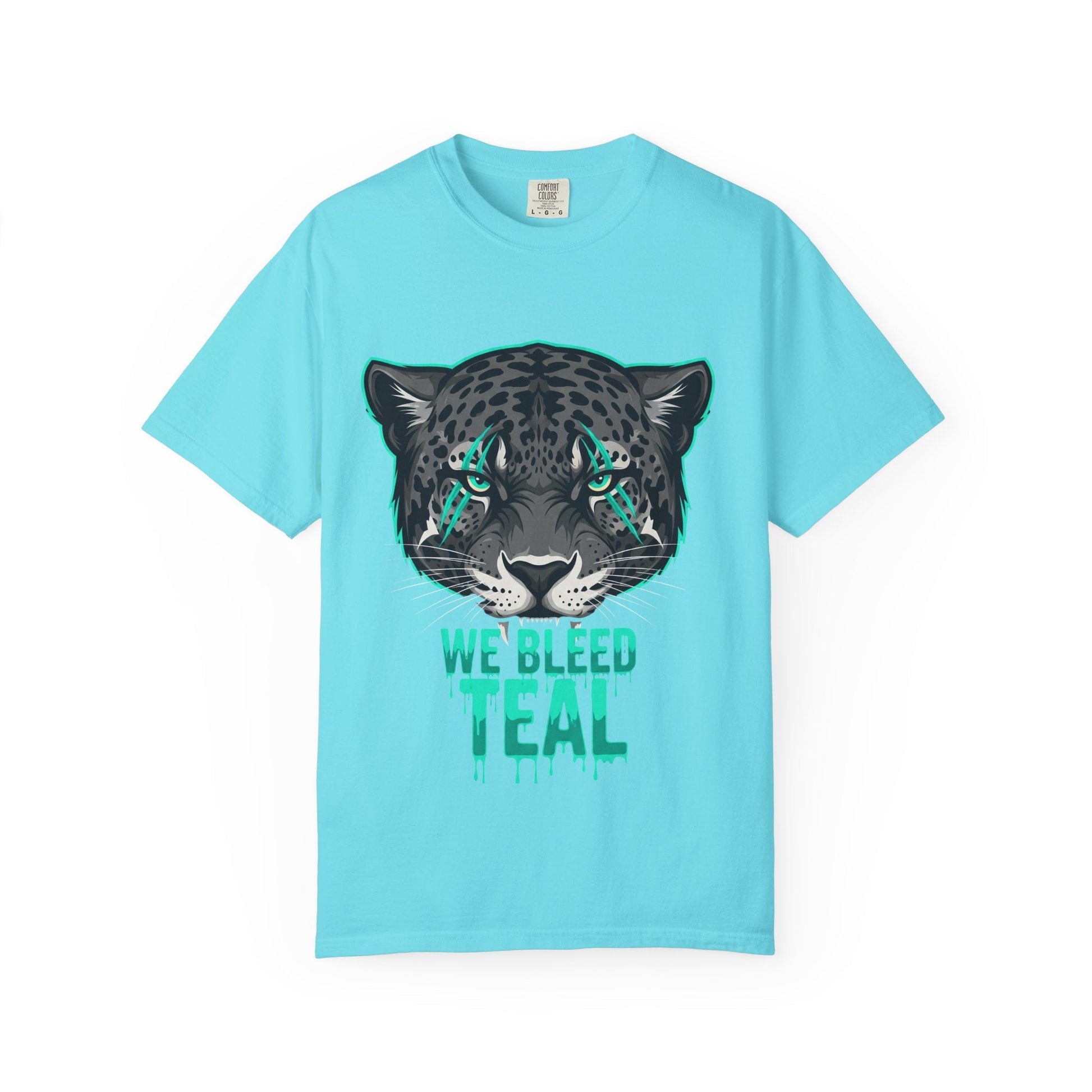 Teal Panther Unisex T-Shirt, Casual Graphic Tee, Animal Lover Gift, Unique Style, Eco-Friendly Apparel Printify