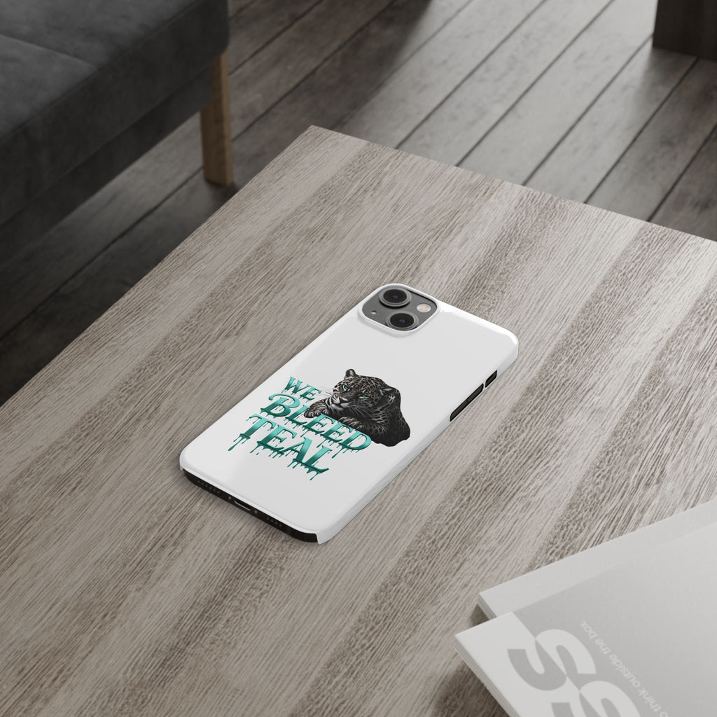 Teal Panther Slim Phone Case - Bold Animal Design, Unique Gift for Wildlife Lovers, Stylish Phone Accessory, Modern Aesthetic, Trendy [...] Printify