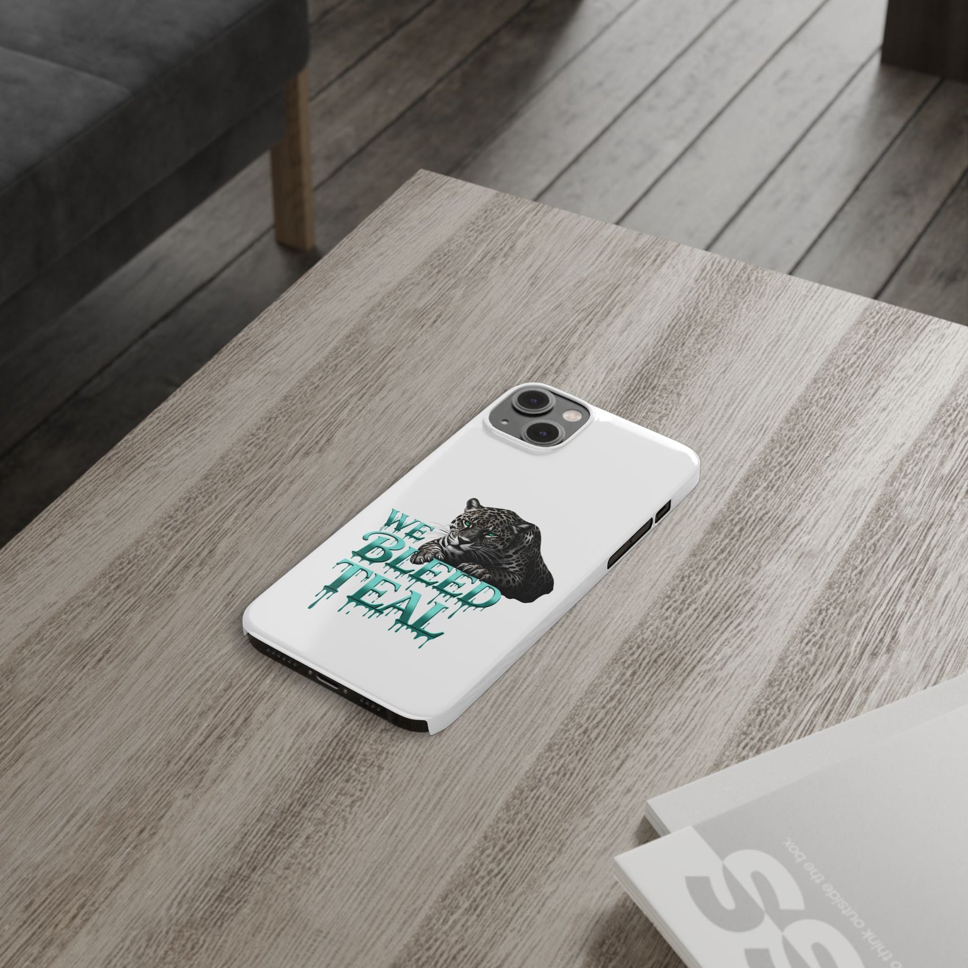 Teal Panther Slim Phone Case - Bold Animal Design, Unique Gift for Wildlife Lovers, Stylish Phone Accessory, Modern Aesthetic, Trendy [...] Printify