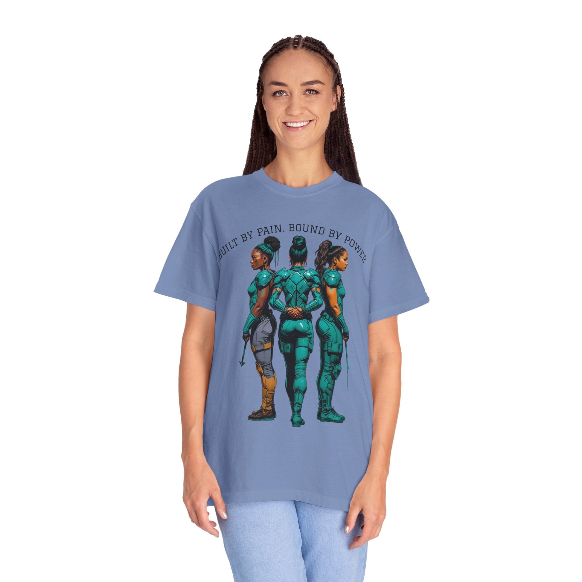 Empowerment Graphic Tee, Built by Pain Bound by Power Shirt, Unisex Motivational T-Shirt, Fitness Apparel, Unique Gift for Warriors Printify