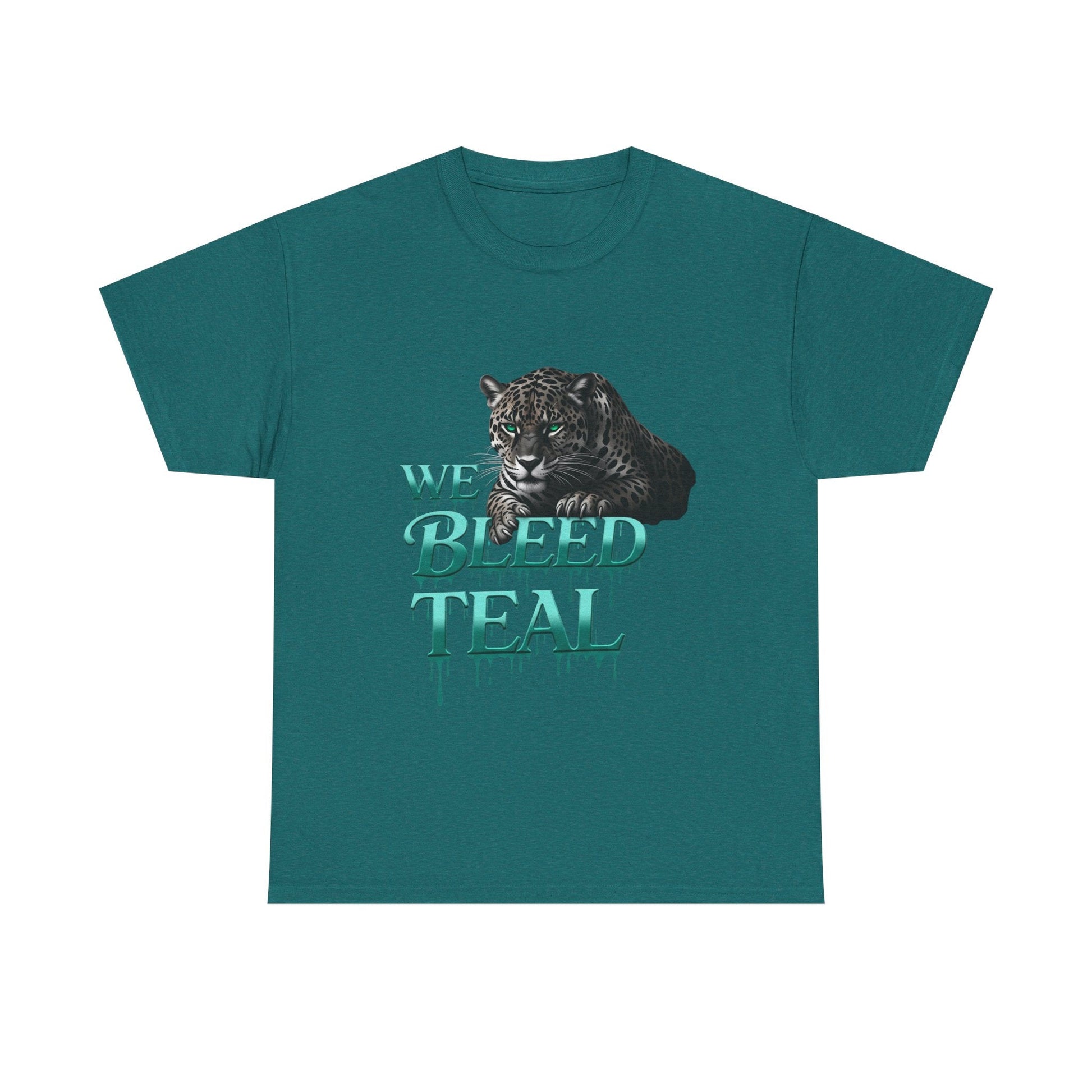 Teal Bleeding Cat Tee: Unisex Heavy Cotton Shirt, Pet Lover Gift, Casual Wear, Animal Lover Apparel, Unique Graphic Tee Printify