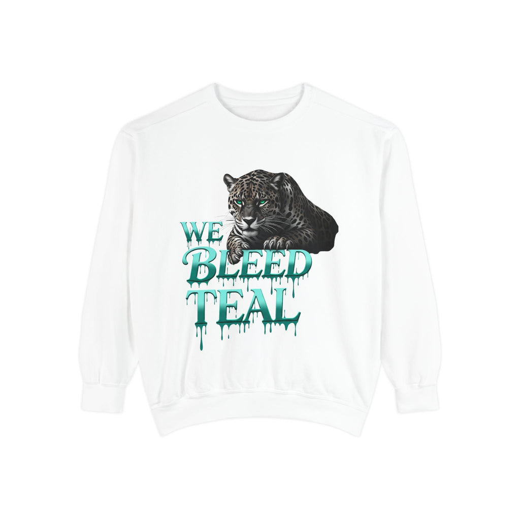 Teal Panther Sweatshirt, Cozy Unisex Sweatshirt, Trendy Fall Fashion, Perfect for Game Day, Unique Gift Idea, Casual Wear Printify