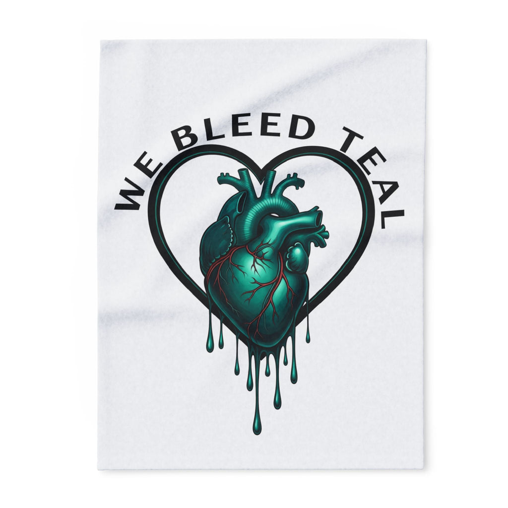 Teal Heart Fleece Blanket - Cozy Throw for Health Awareness, Gifts for Nurses, Valentine’s Day, Home Decor, Charity Fundraisers Printify